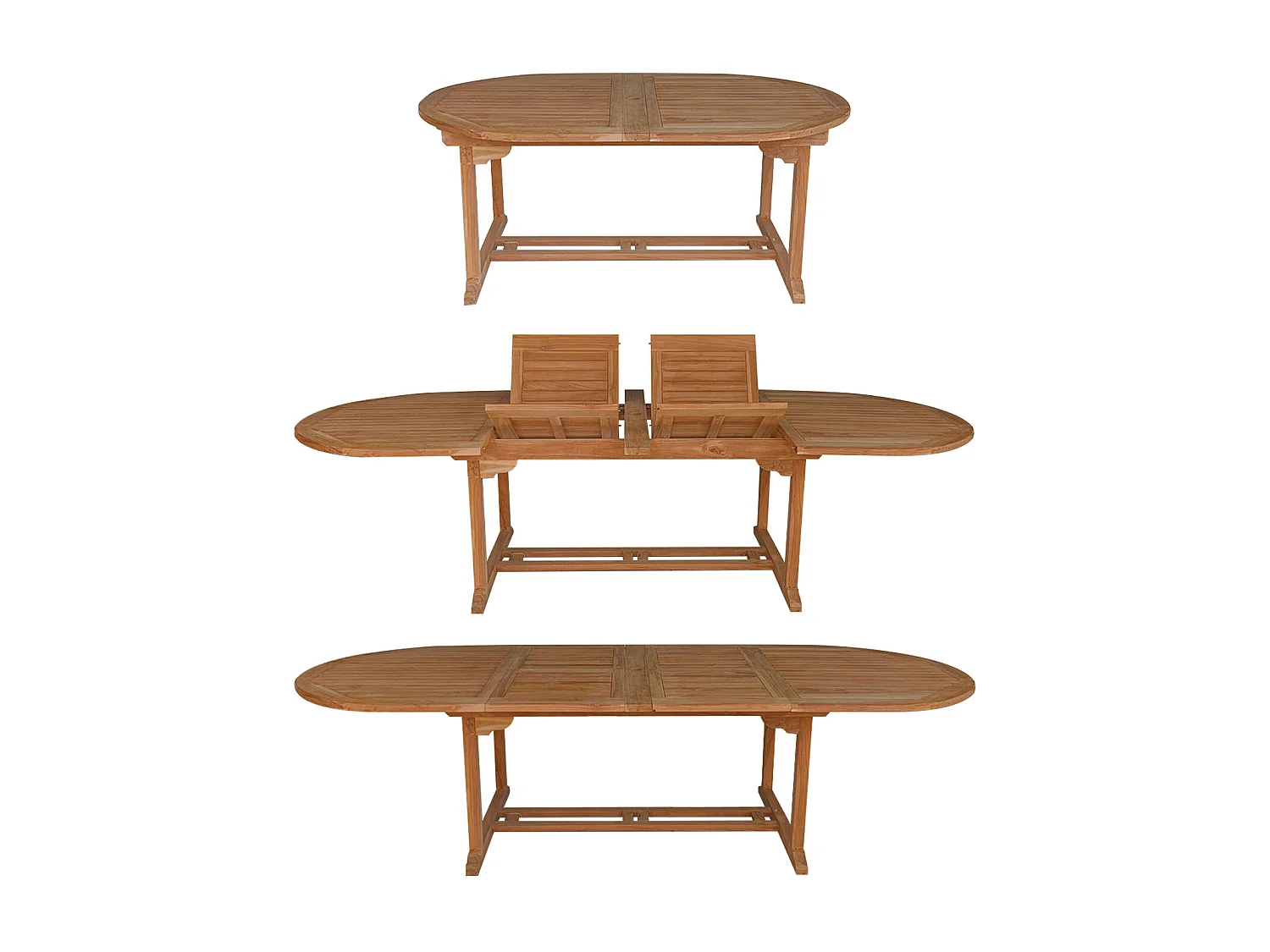 Salon de jardin en teck LOMBOK - table ovale extensible - 10 places - HAPPY GARDEN