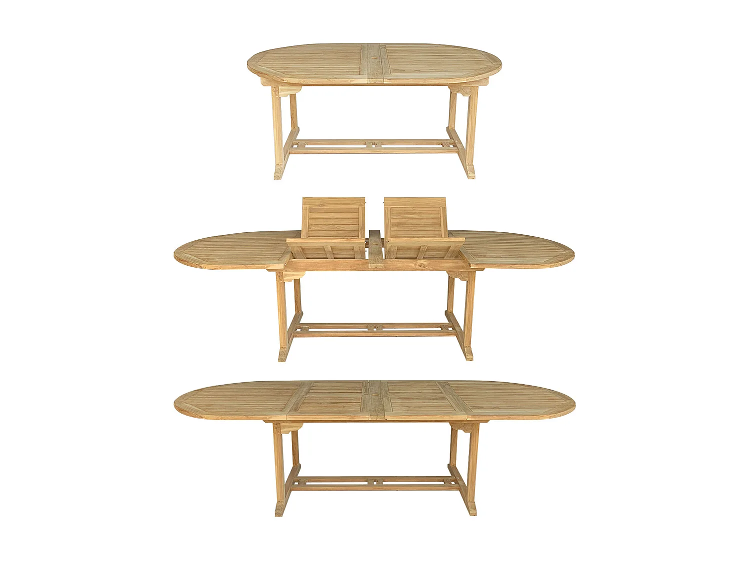 Salon de jardin en teck LOMBOK - table ovale extensible - 10 places - HAPPY GARDEN