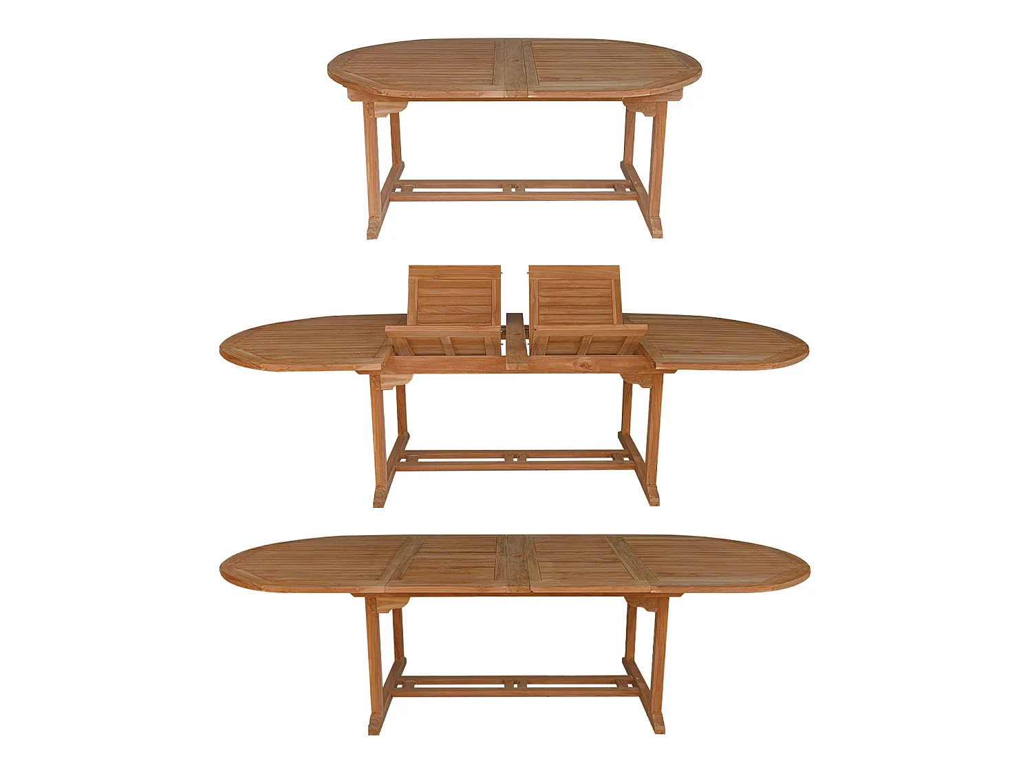 Salon de jardin en teck LOMBOK - table ovale extensible - 10 places - HAPPY GARDEN