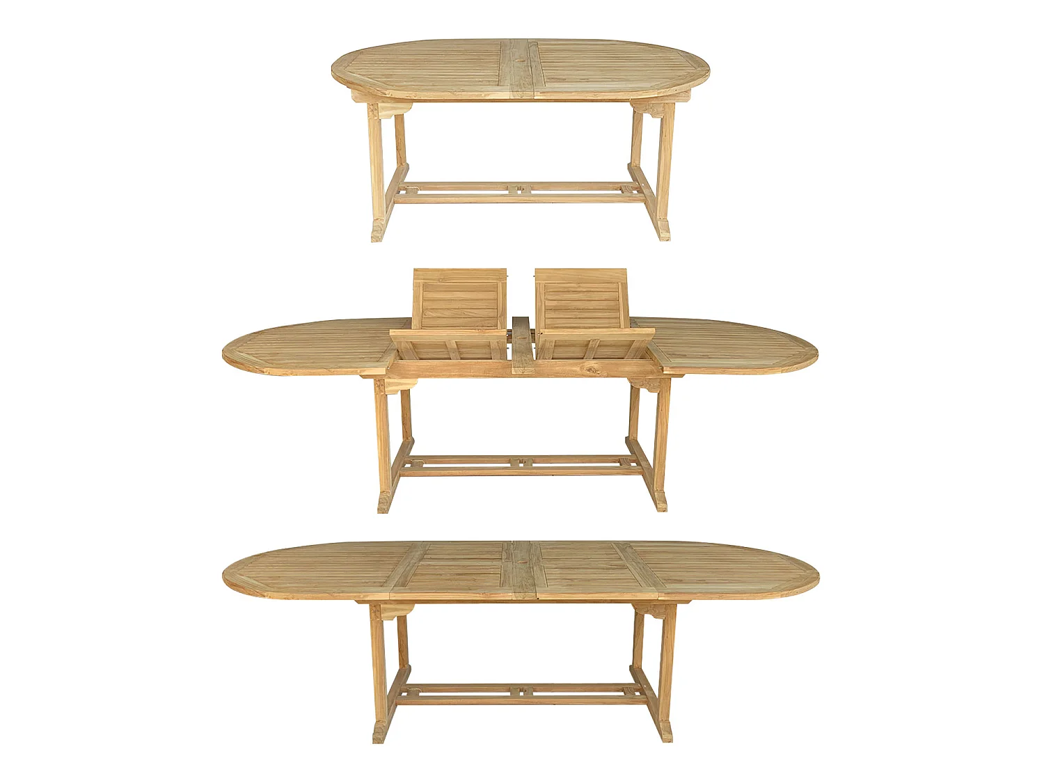 Salon de jardin en teck LOMBOK - table ovale extensible - 10 places - HAPPY GARDEN