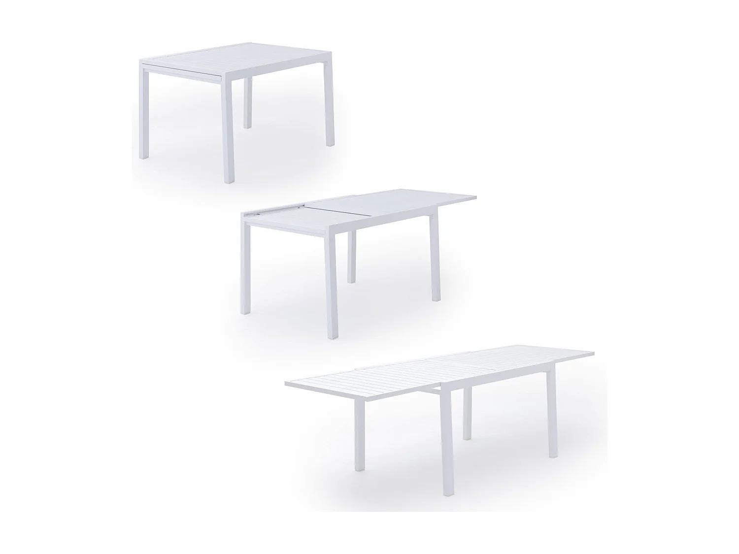 Set di mobili da giardino estensibili in textilene grigio VENEZIA 10 posti - alluminio bianco