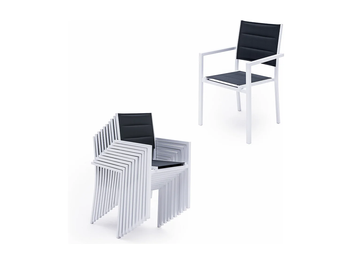 Salon de jardin VENEZIA extensible en textilène gris 10 places - aluminium blanc - HAPPY GARDEN