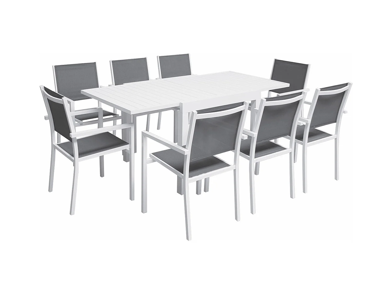 VENEZIA Uitschuifbare tuinset grijs textilene 90/180 - wit aluminium