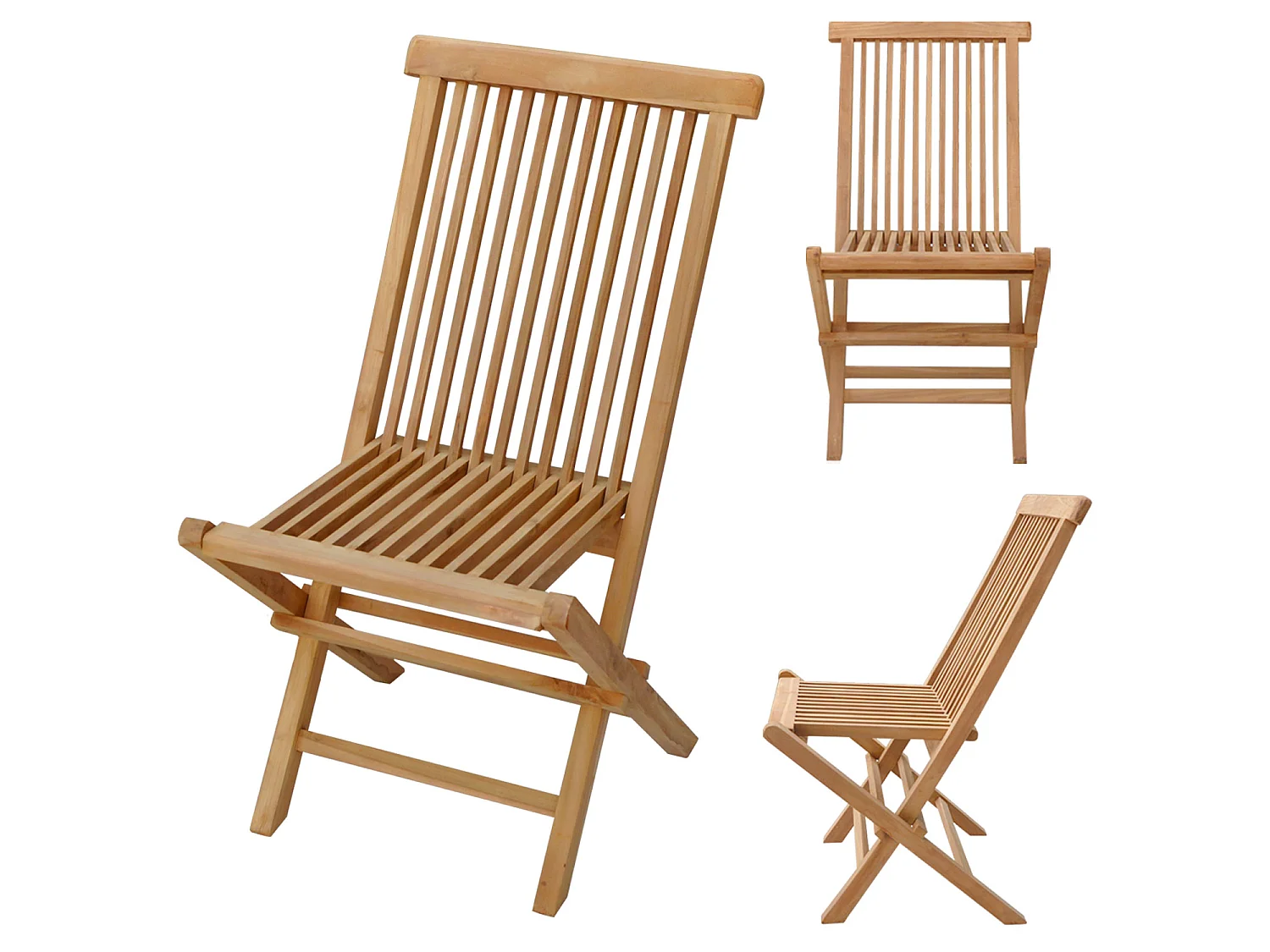 Salon de jardin en teck LOMBOK - table ronde extensible - 6 places - HAPPY GARDEN