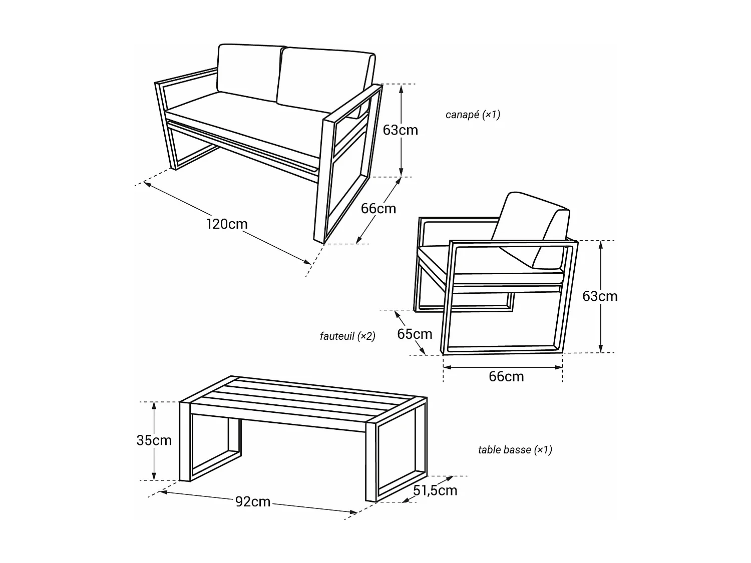Gartenmöbel IBIZA aus grauem Stoff 4-Sitzer - Weißaluminium