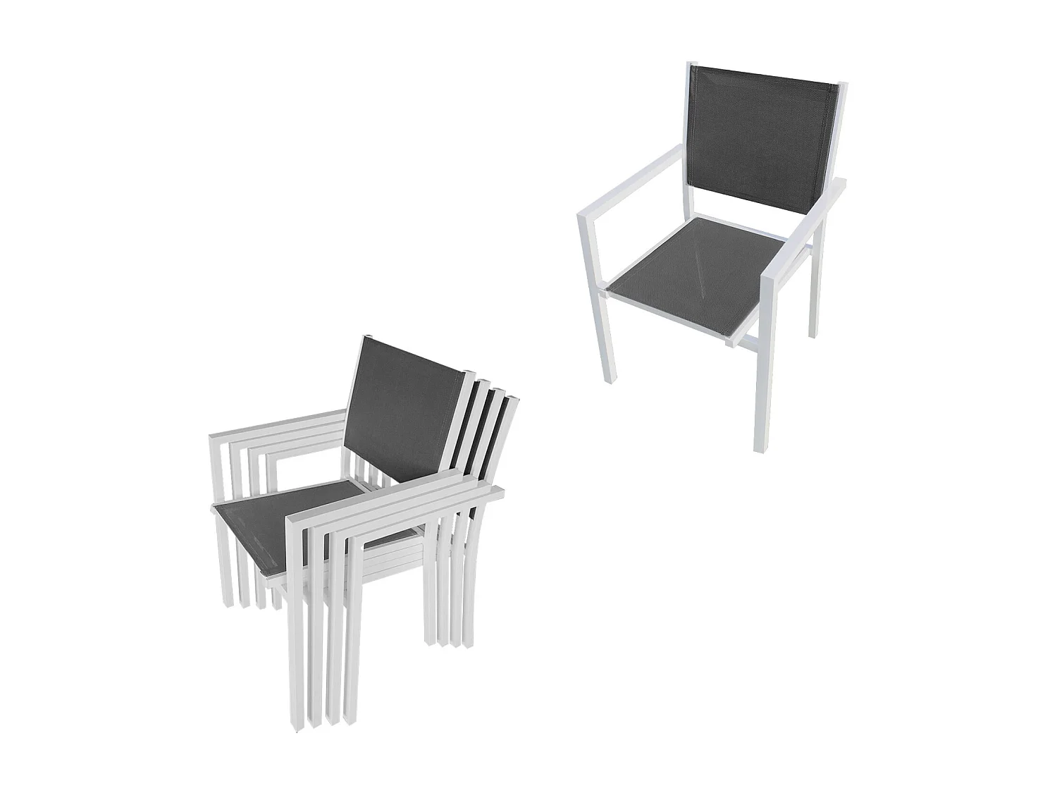 LAMPEDUSA grijs textilene verlengbare tuinset 8 zitplaatsen - wit aluminium