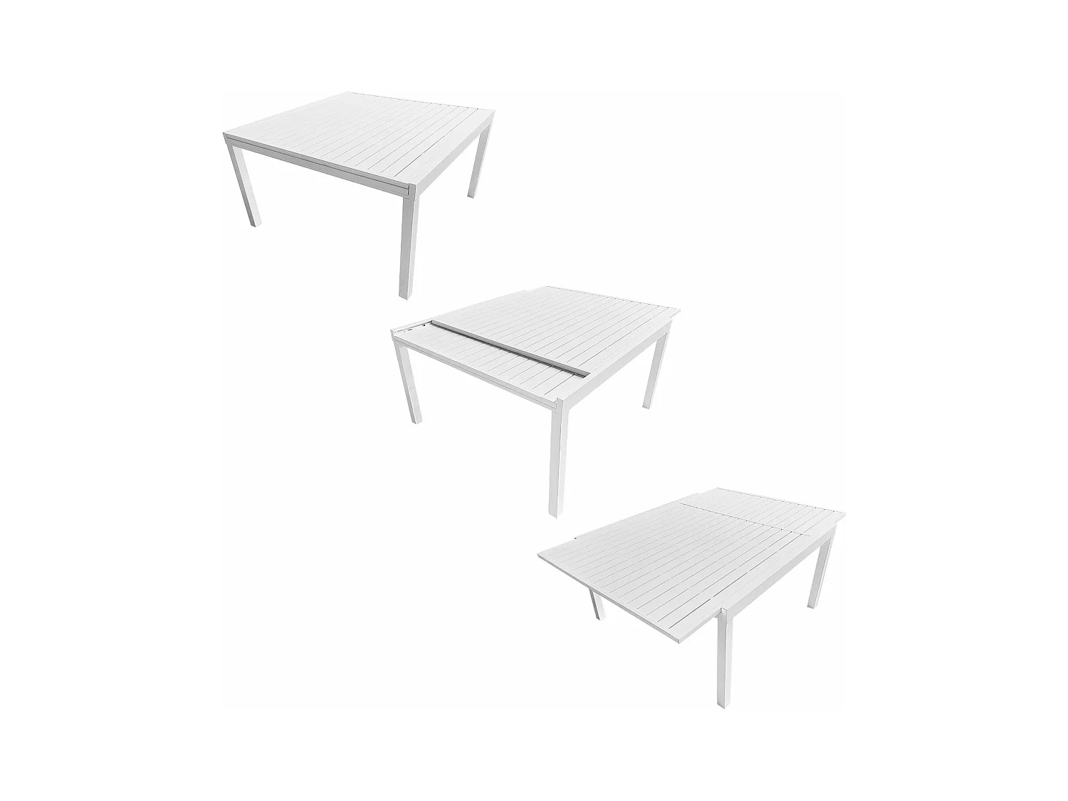 VENEZIA grijs textilene uittrekbare tuinset 140/200 - wit aluminium