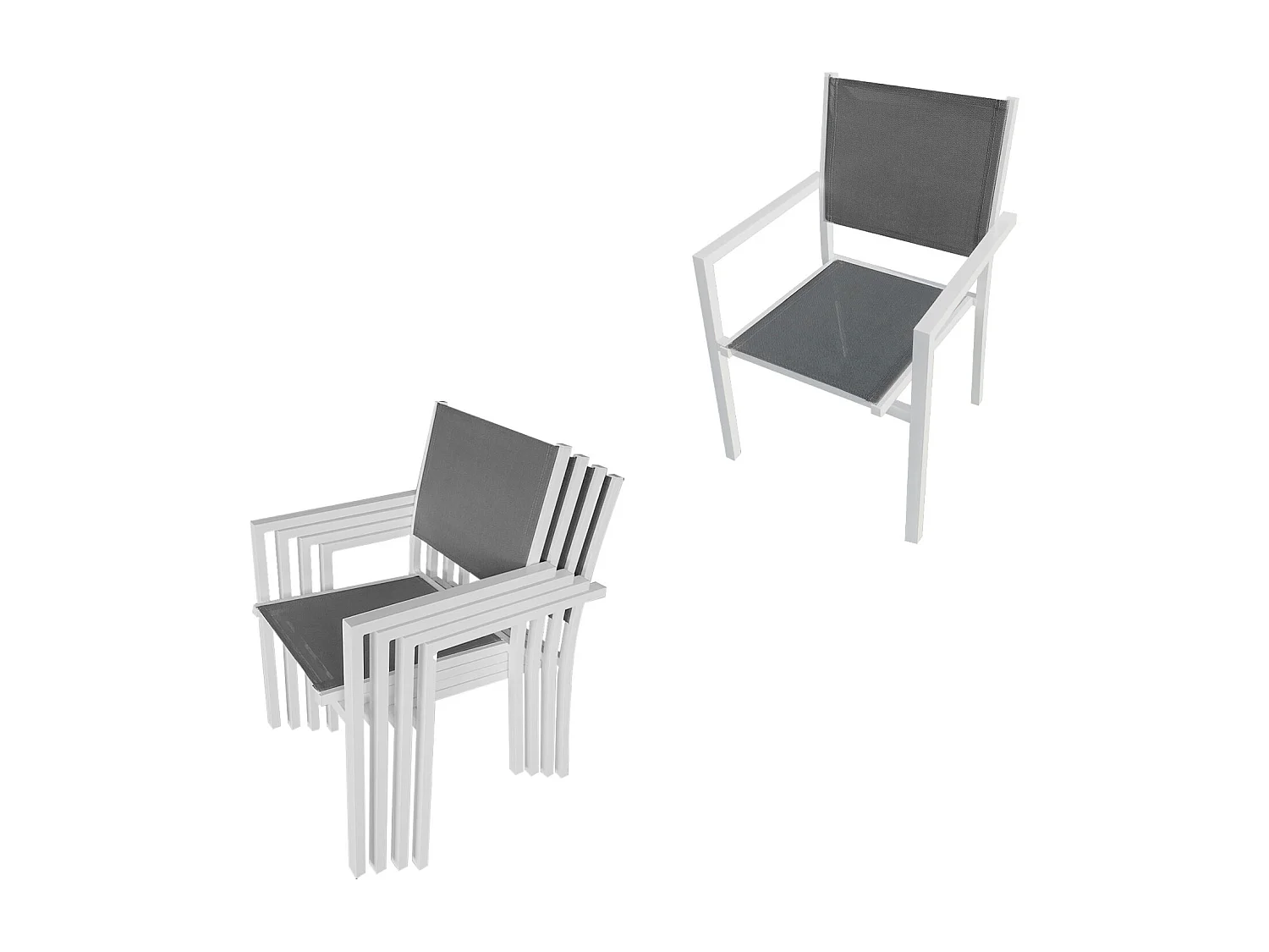 VENEZIA grijs textilene uittrekbare tuinset 140/200 - wit aluminium