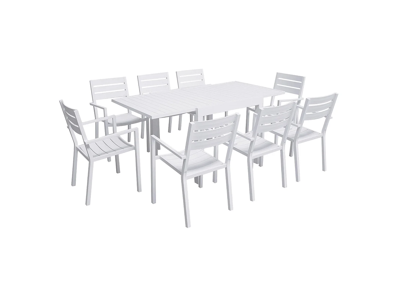 Salon de jardin VENEZIA extensible 90/180 en aluminium blanc - 8 places - HAPPY GARDEN