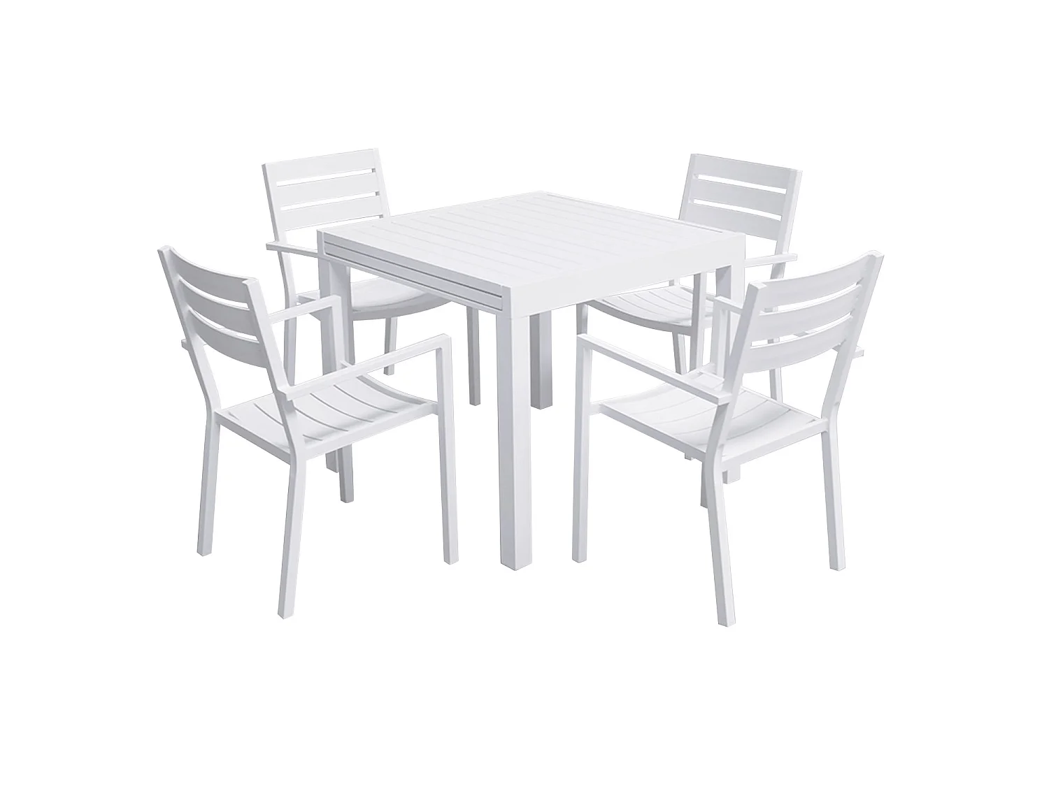 Salon de jardin VENEZIA extensible 90/180 en aluminium blanc - 8 places - HAPPY GARDEN