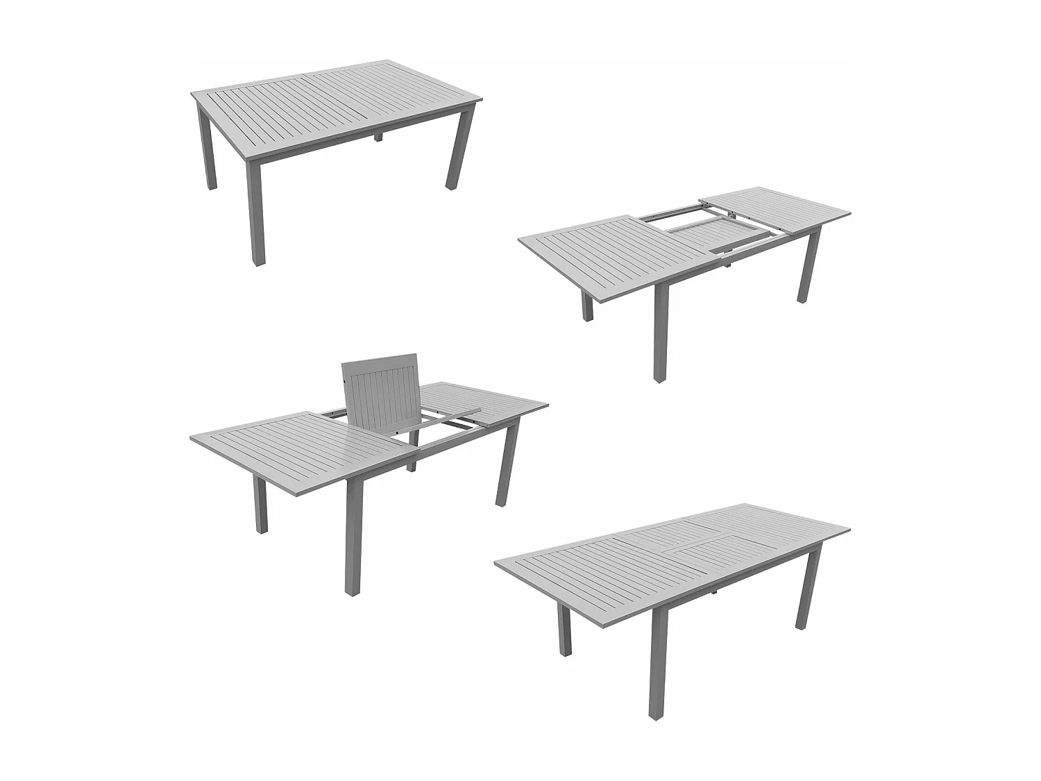 Salon de jardin CAPRI extensible en textilène noir 8 places - aluminium gris - HAPPY GARDEN