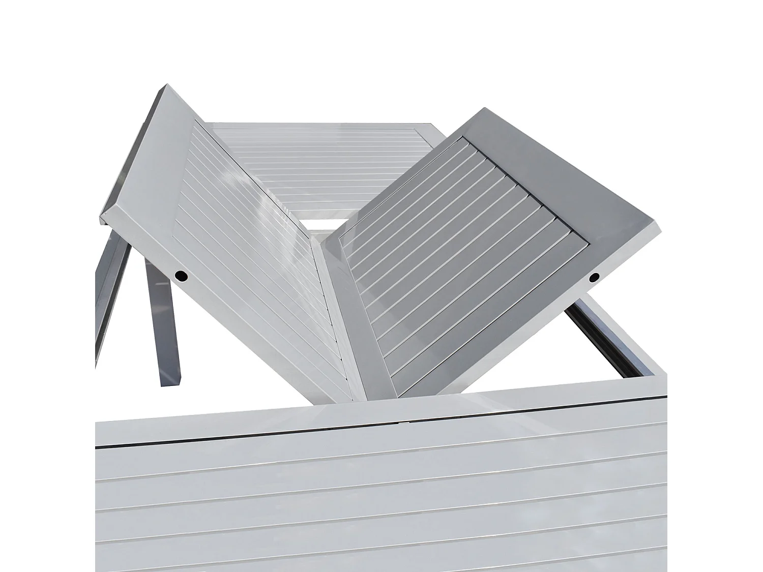 Salon de jardin CAPRI extensible en textilène noir 8 places - aluminium gris - HAPPY GARDEN
