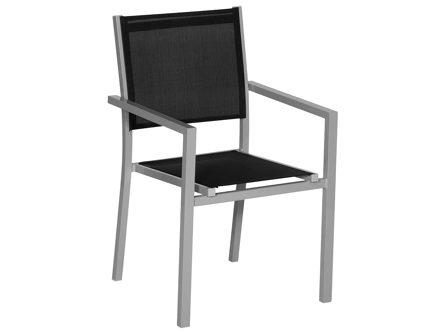 Salon de jardin CAPRI extensible en textilène noir 8 places - aluminium gris - HAPPY GARDEN