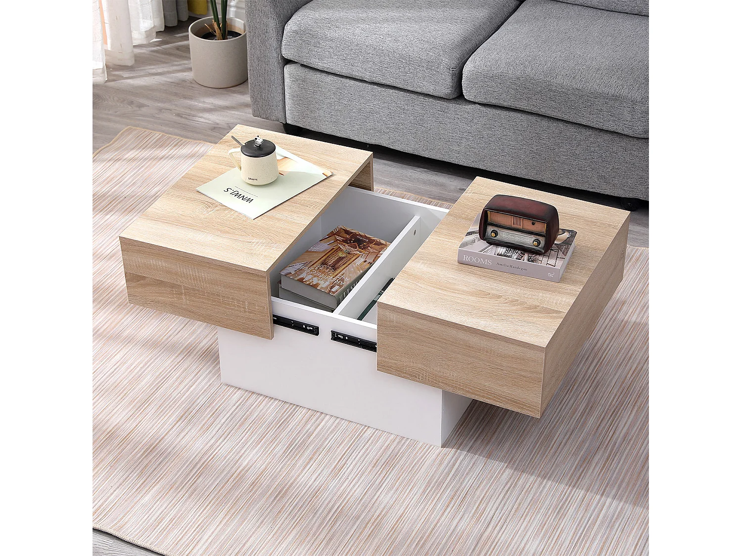 GRETA salontafel wit met afneembaar blad