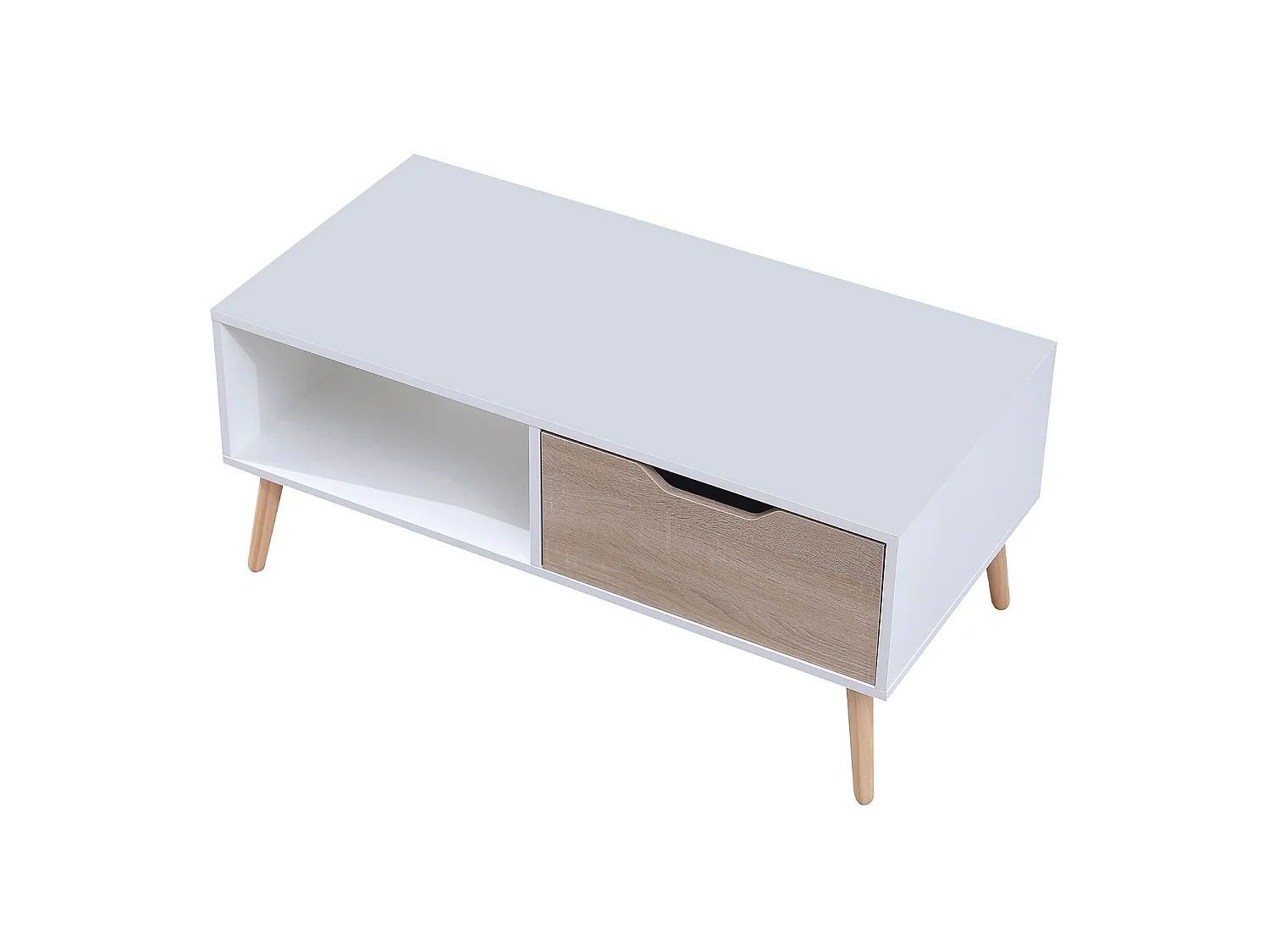 FREJA witte salontafel in scandinavische stijl met lade