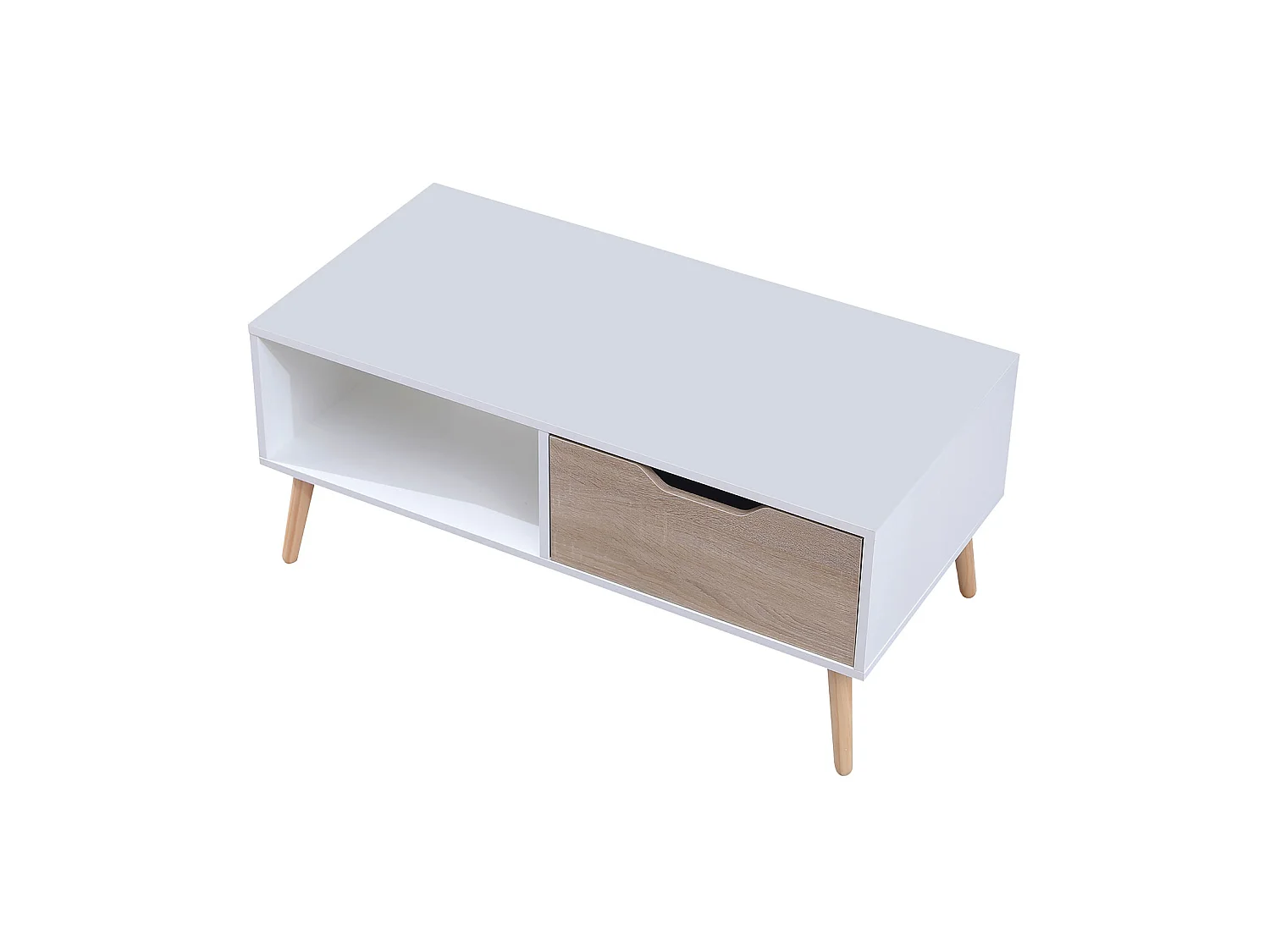 Table basse avec tiroir style scandinave blanche FREJA - HAPPY GARDEN