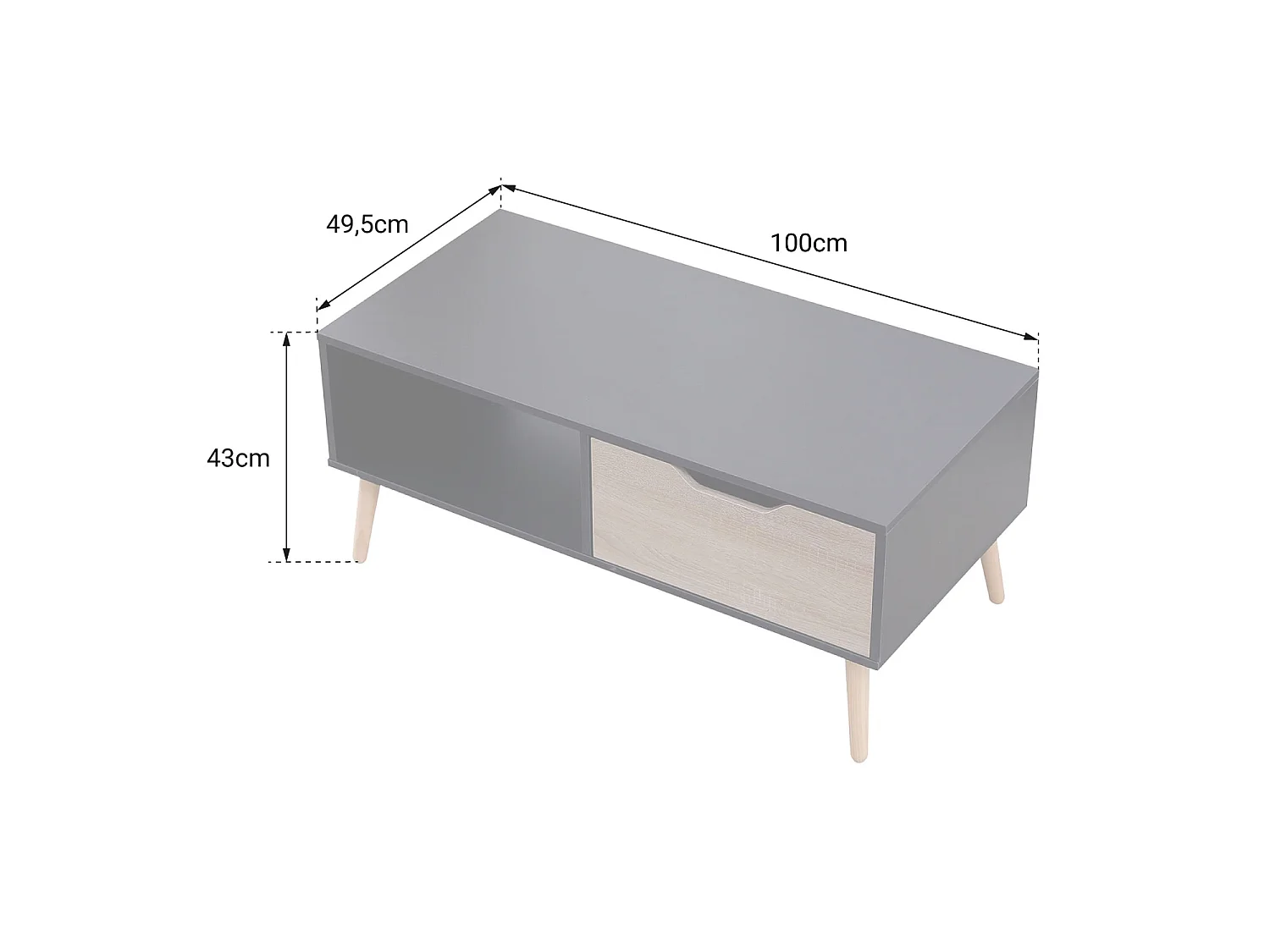 Table basse avec tiroir style scandinave blanche FREJA - HAPPY GARDEN