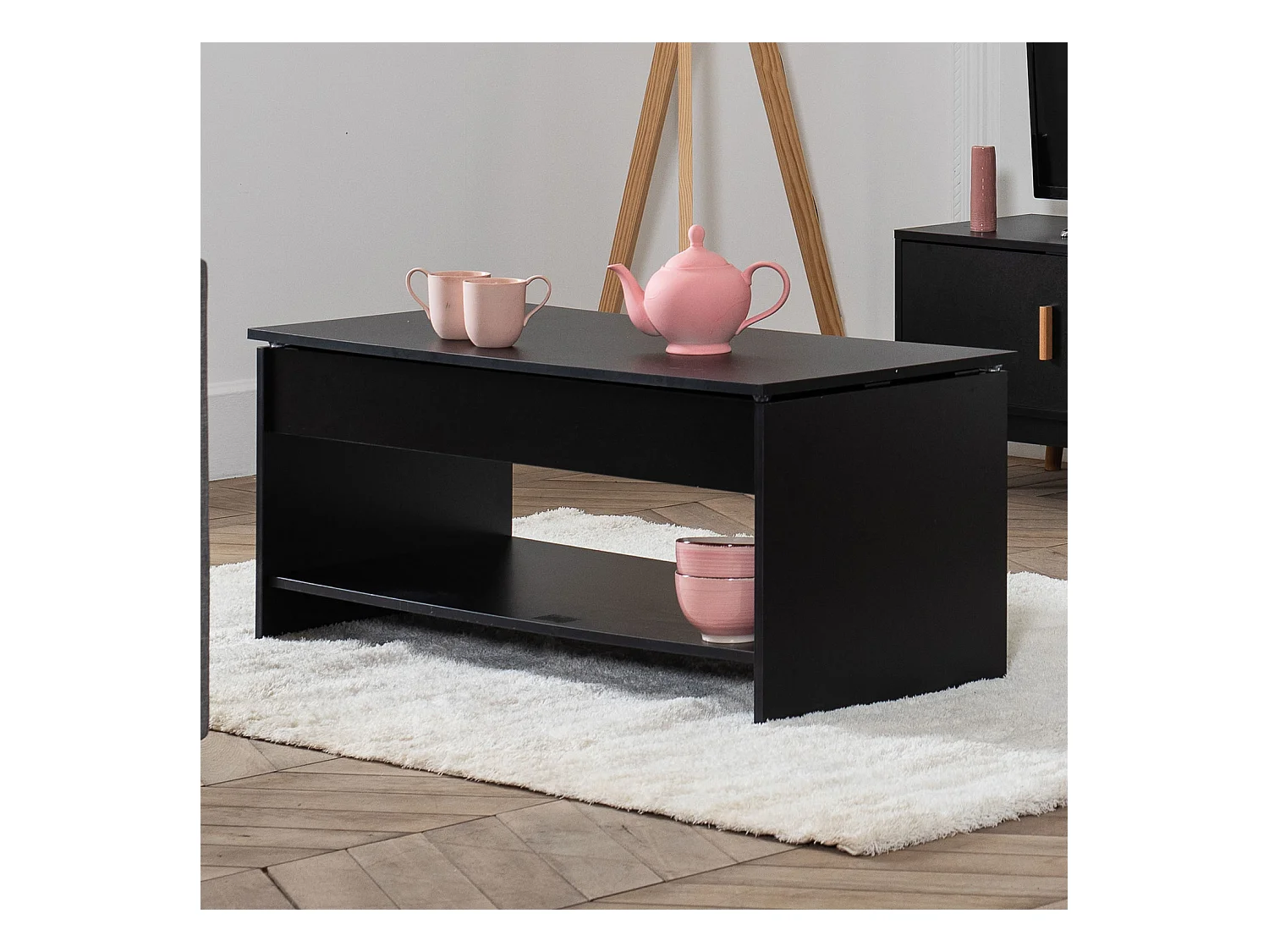 Table basse avec plateau relevable noire HEDDA - HAPPY GARDEN