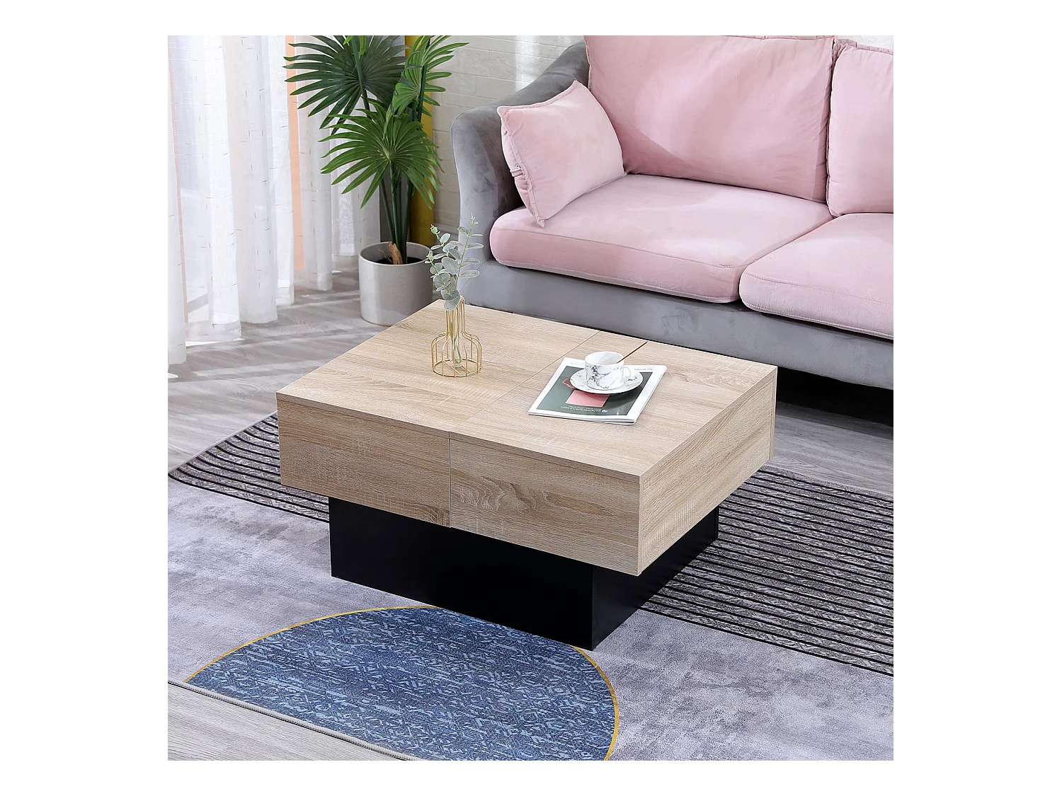 Table basse avec plateaux amovibles noire GRETA - HAPPY GARDEN