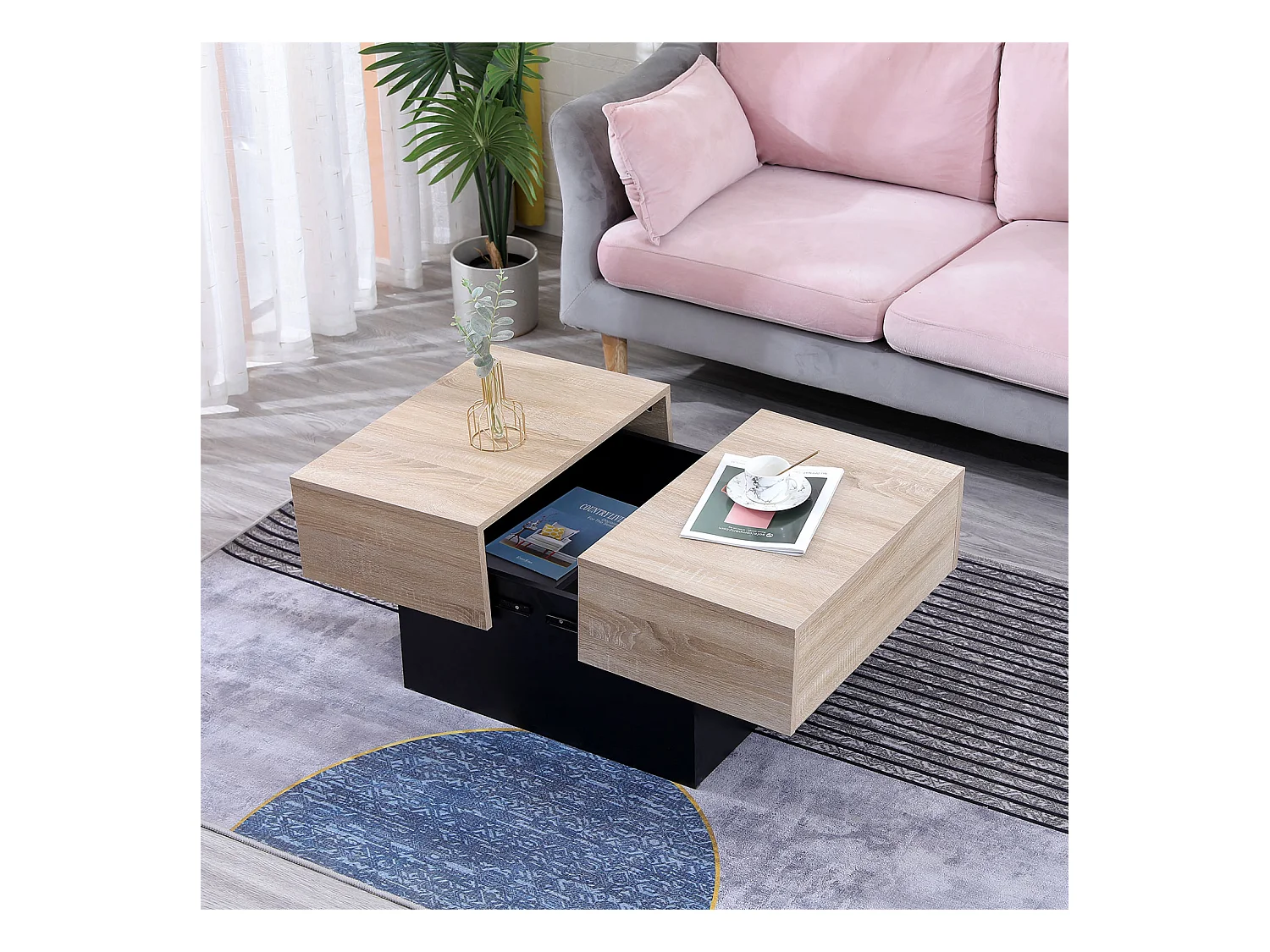 Salontafel met afneembare bladen zwart GRETA