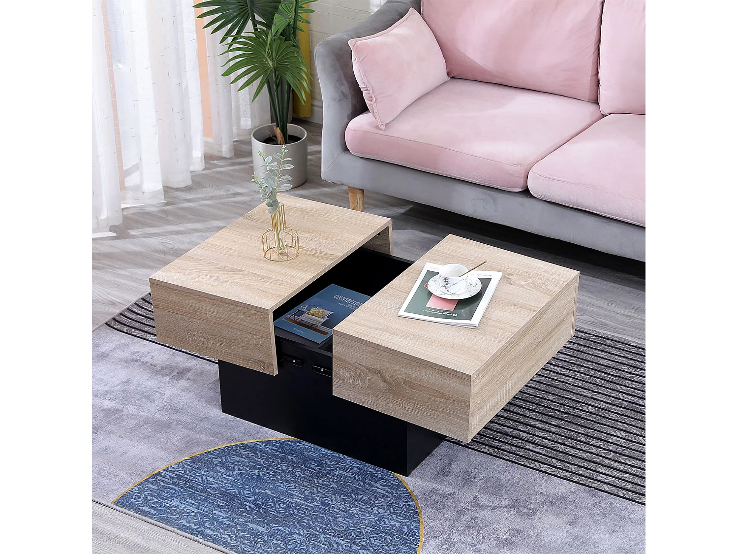 Salontafel met afneembare bladen zwart GRETA