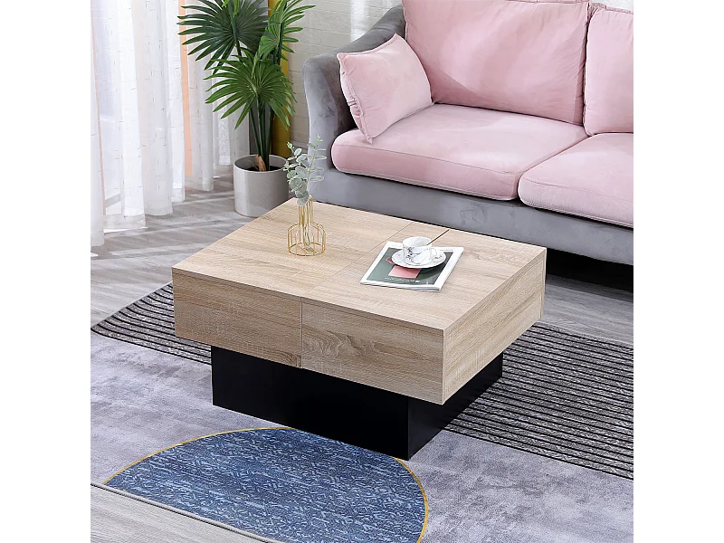 Table basse avec plateaux amovibles noire GRETA - HAPPY GARDEN