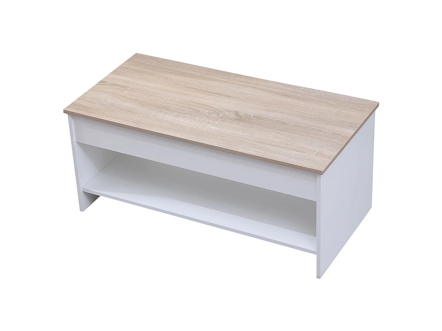 Table basse avec plateau relevable blanche et bois HEDDA - HAPPY GARDEN