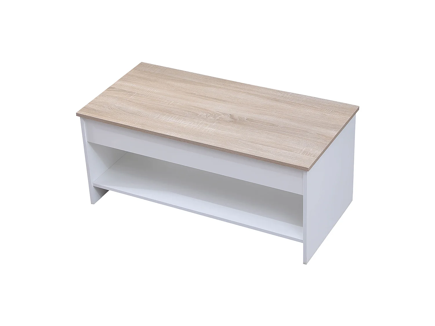 Mesa de café branca e madeira HEDDA