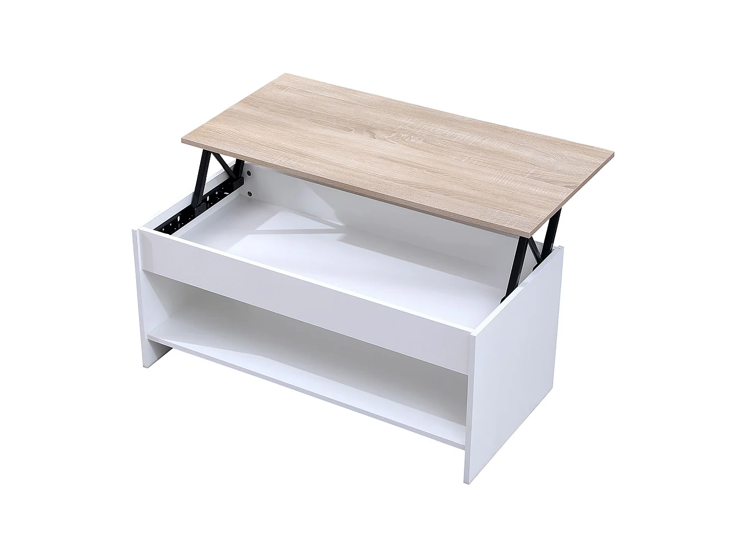 Mesa de café branca e madeira HEDDA