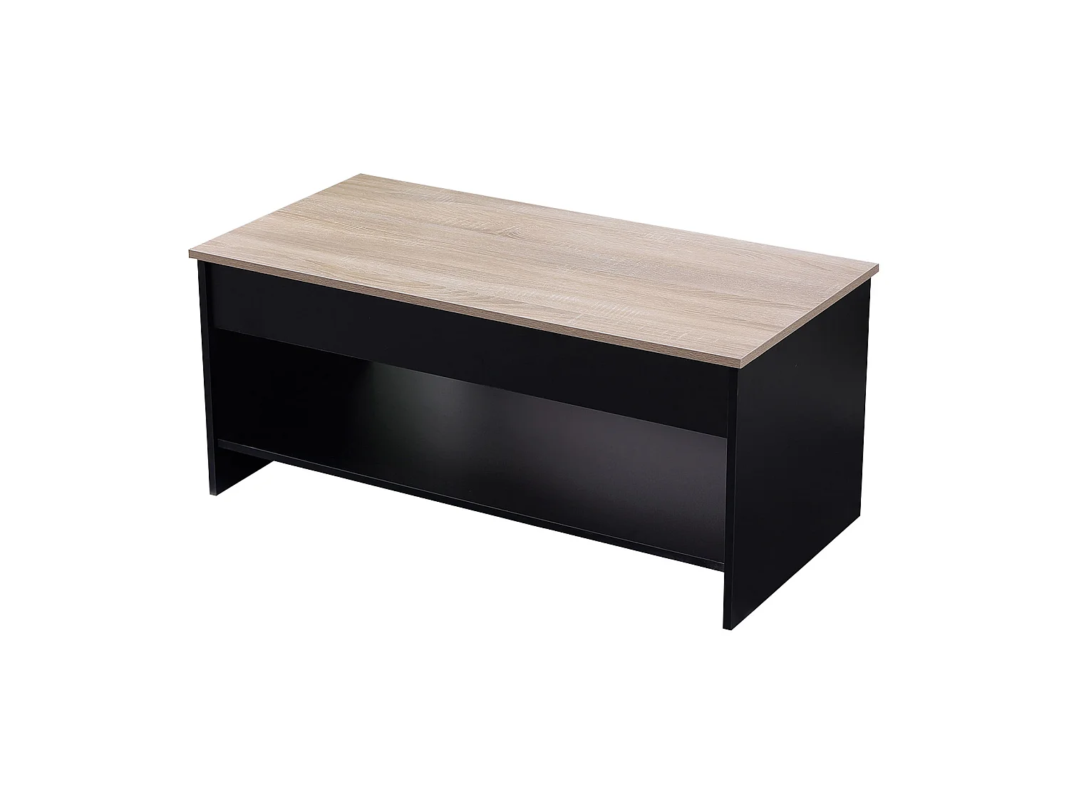 Salontafel met opklapbaar blad, zwart en hout HEDDA