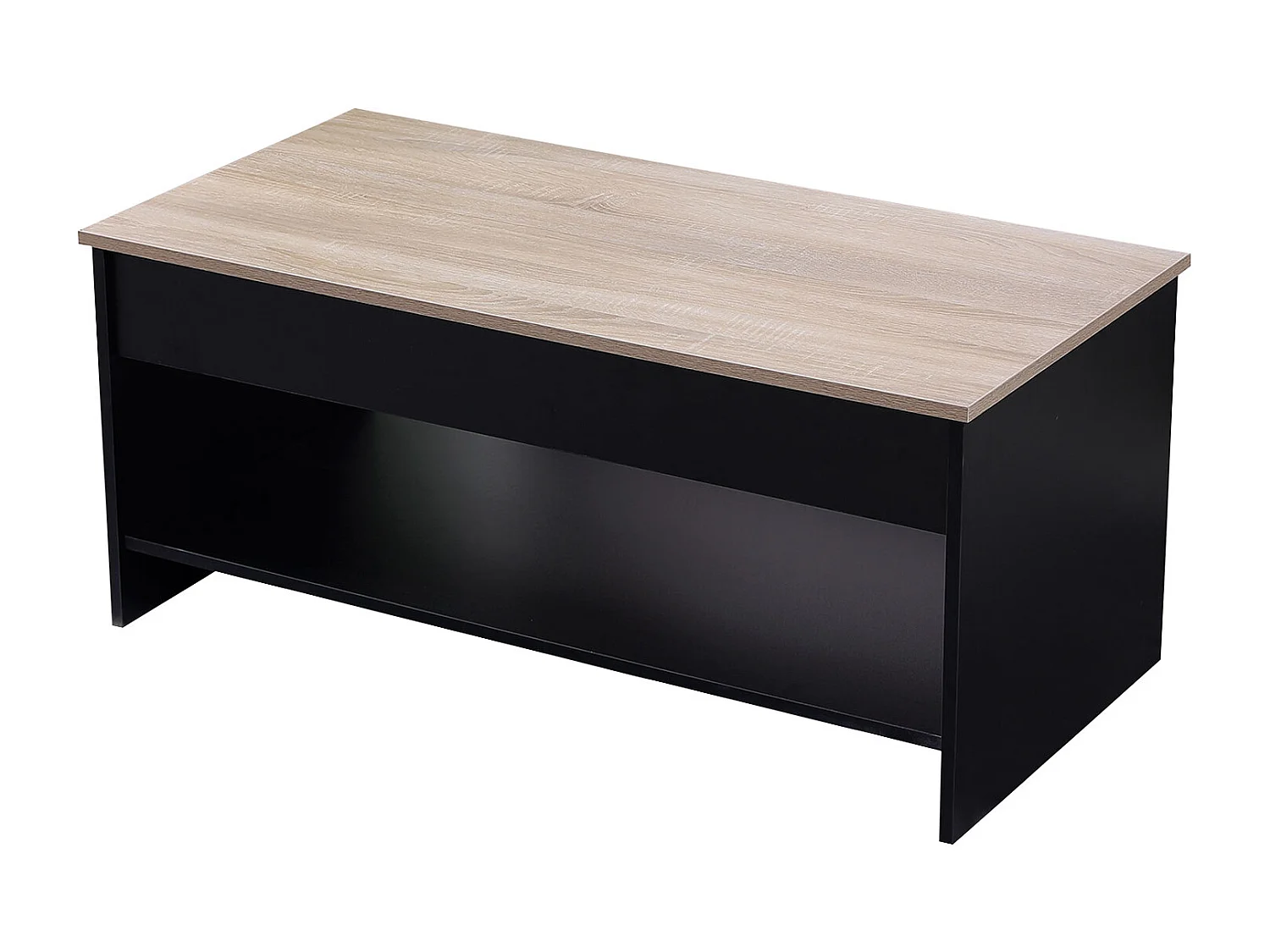 Mesa de café com tampo levantado, preto e madeira HEDDA