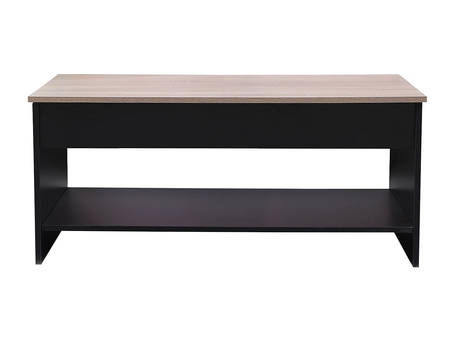 Salontafel met opklapbaar blad, zwart en hout HEDDA