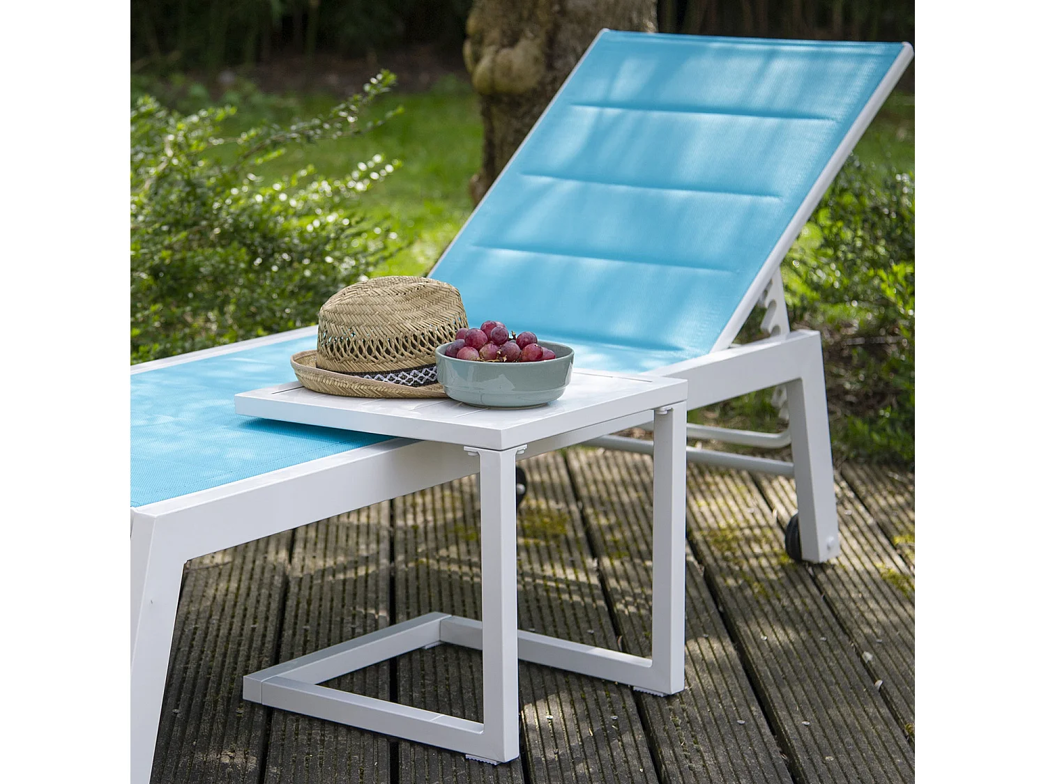 Table d'appoint BARBADOS en aluminium blanc - HAPPY GARDEN