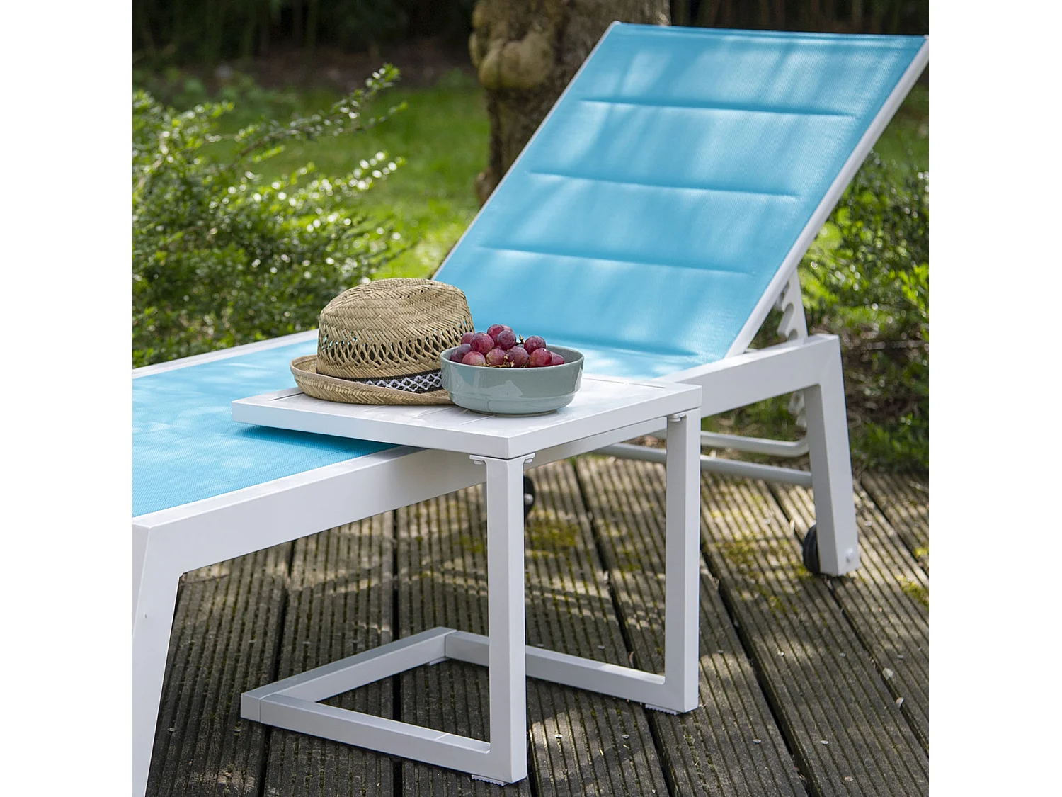 Table d'appoint BARBADOS en aluminium blanc - HAPPY GARDEN