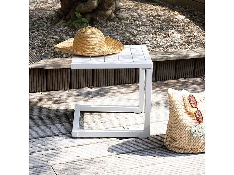 Mesa auxiliar BARBADOS aluminio blanco