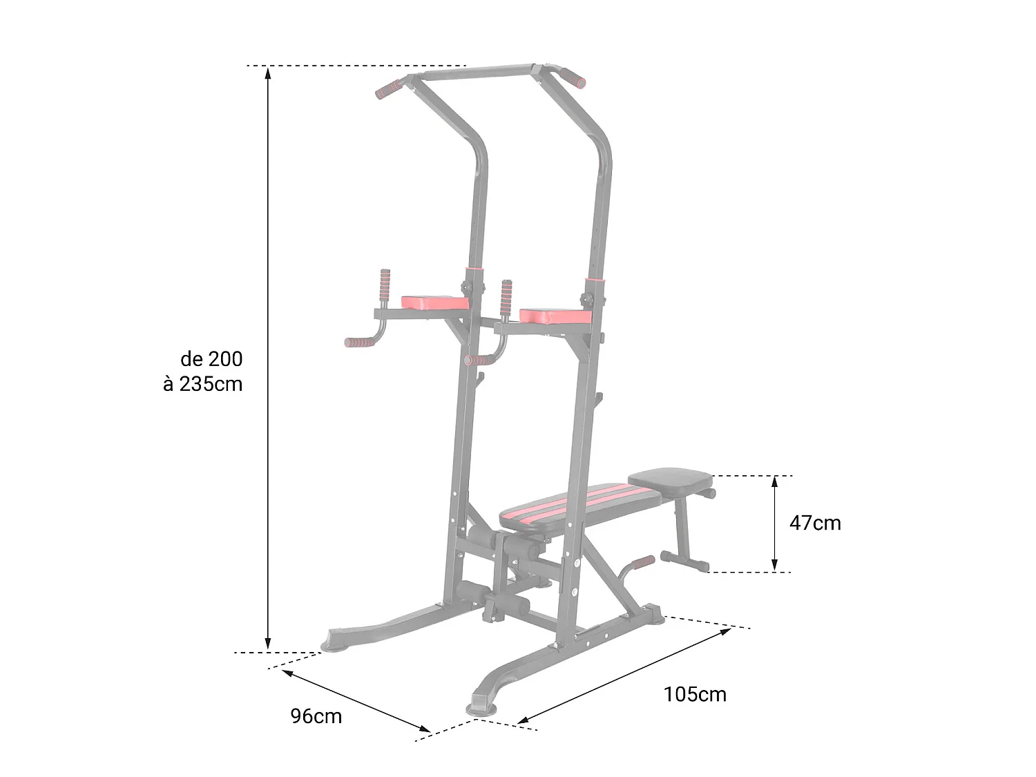 Chaise romaine multifonction avec banc de musculation FORCE