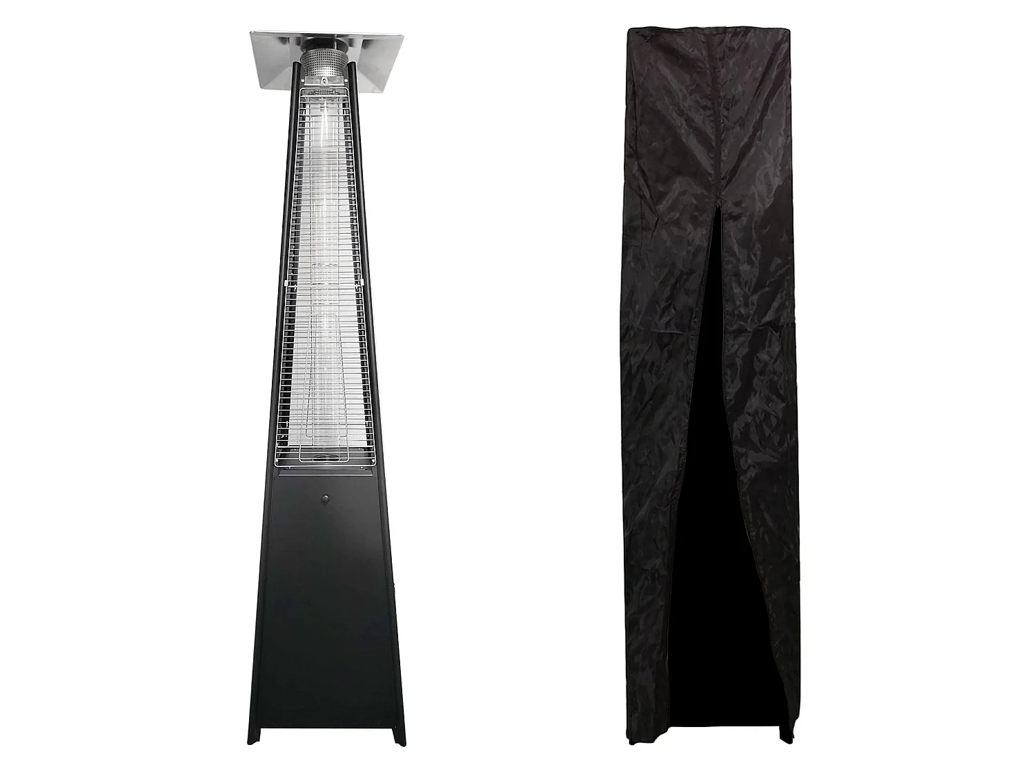 Parasol chauffant gaz STOCKHOLM 13kW acier noir + housse de protection - HAPPY GARDEN