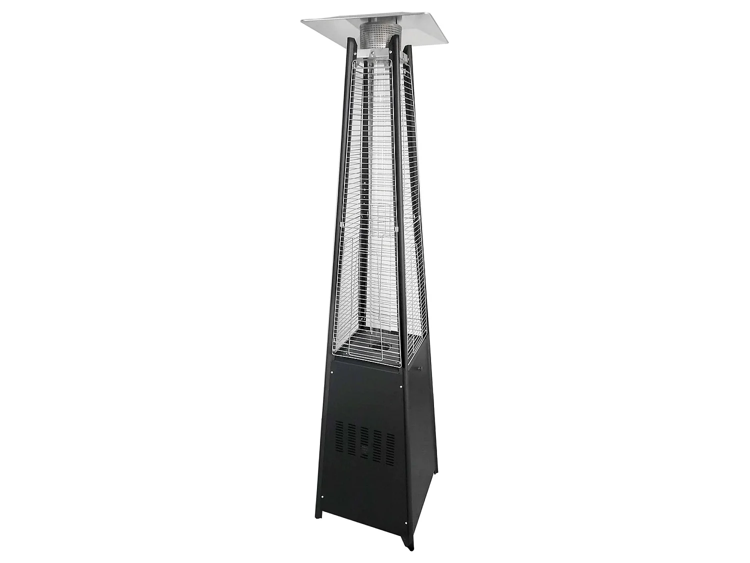Parasol chauffant gaz STOCKHOLM 13kW acier noir + housse de protection - HAPPY GARDEN