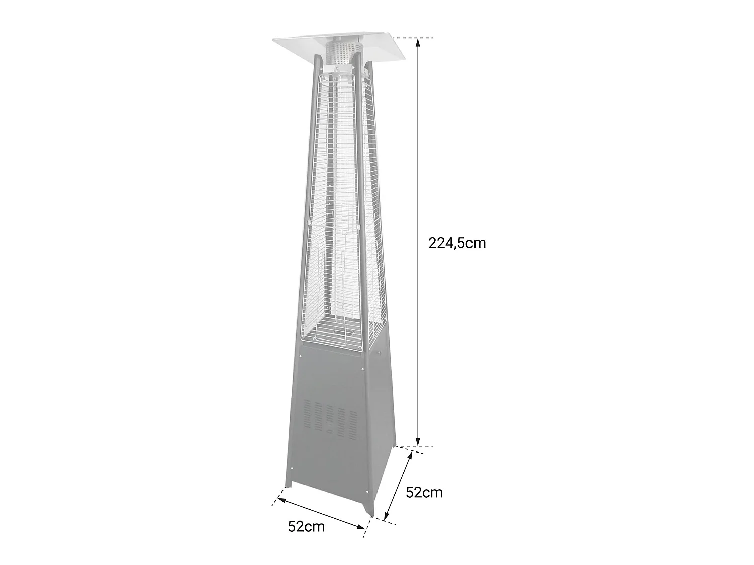 Parasol chauffant gaz STOCKHOLM 13kW acier noir + housse de protection - HAPPY GARDEN