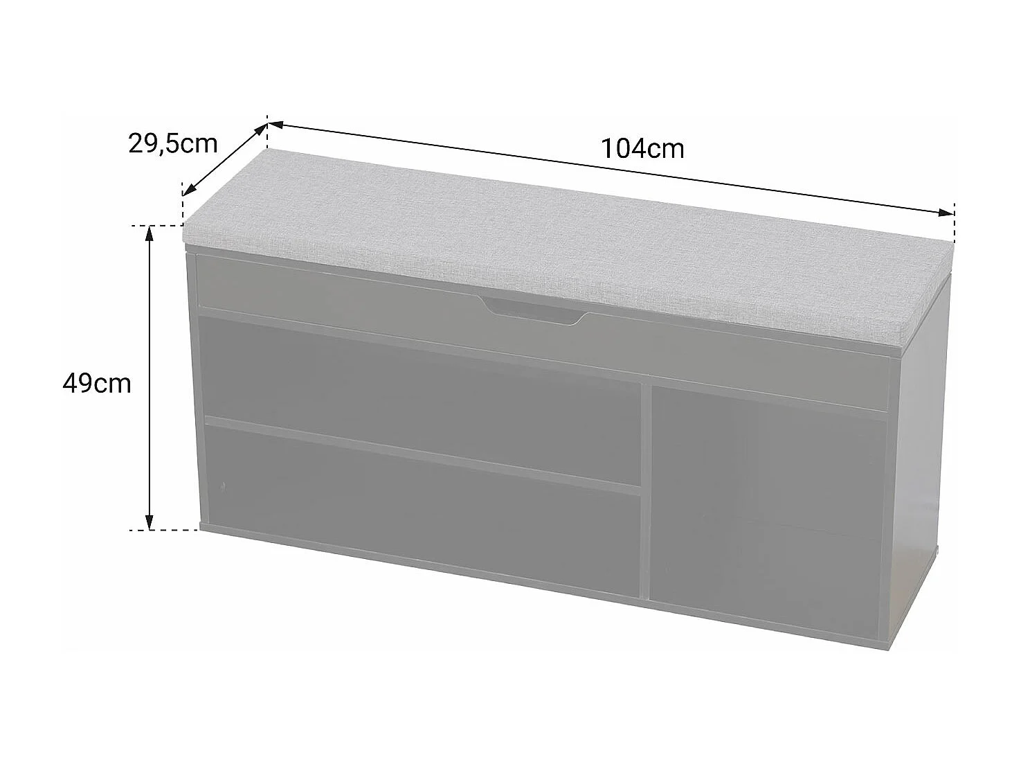 Schuhmöbel drei Fächer mit Truhe weiß ALAN