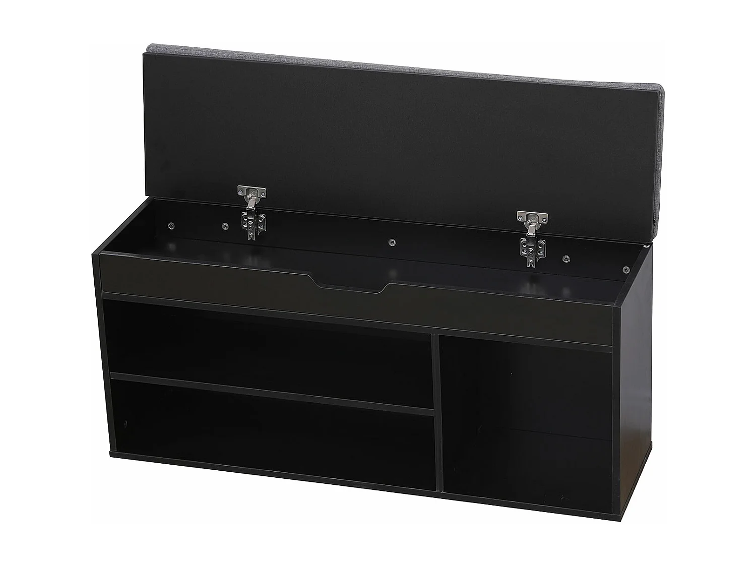 Schuhmöbel drei Fächer mit Truhe schwarz ALAN