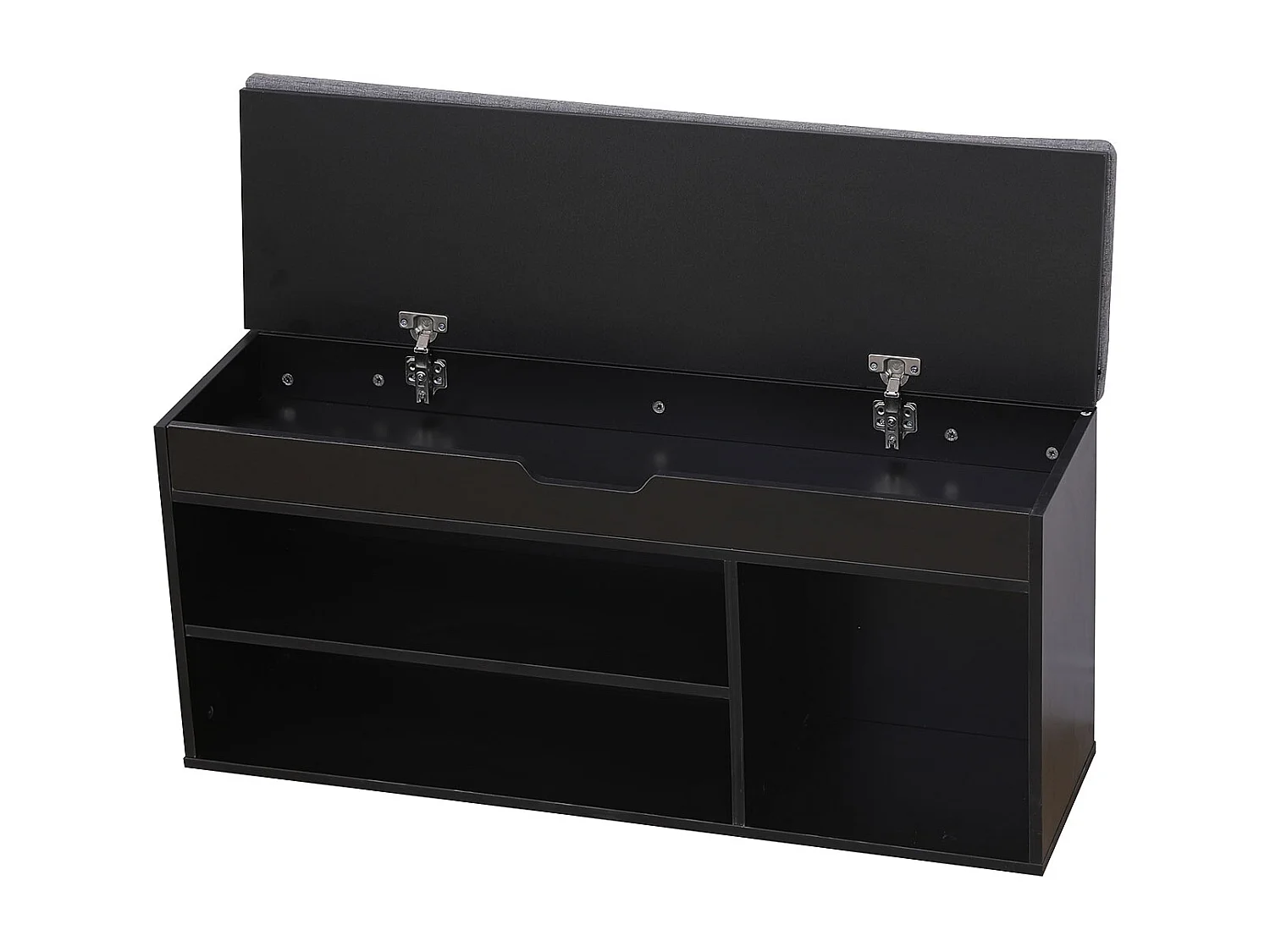 Meuble à chaussures trois casiers avec coffre noir ALAN - HAPPY GARDEN