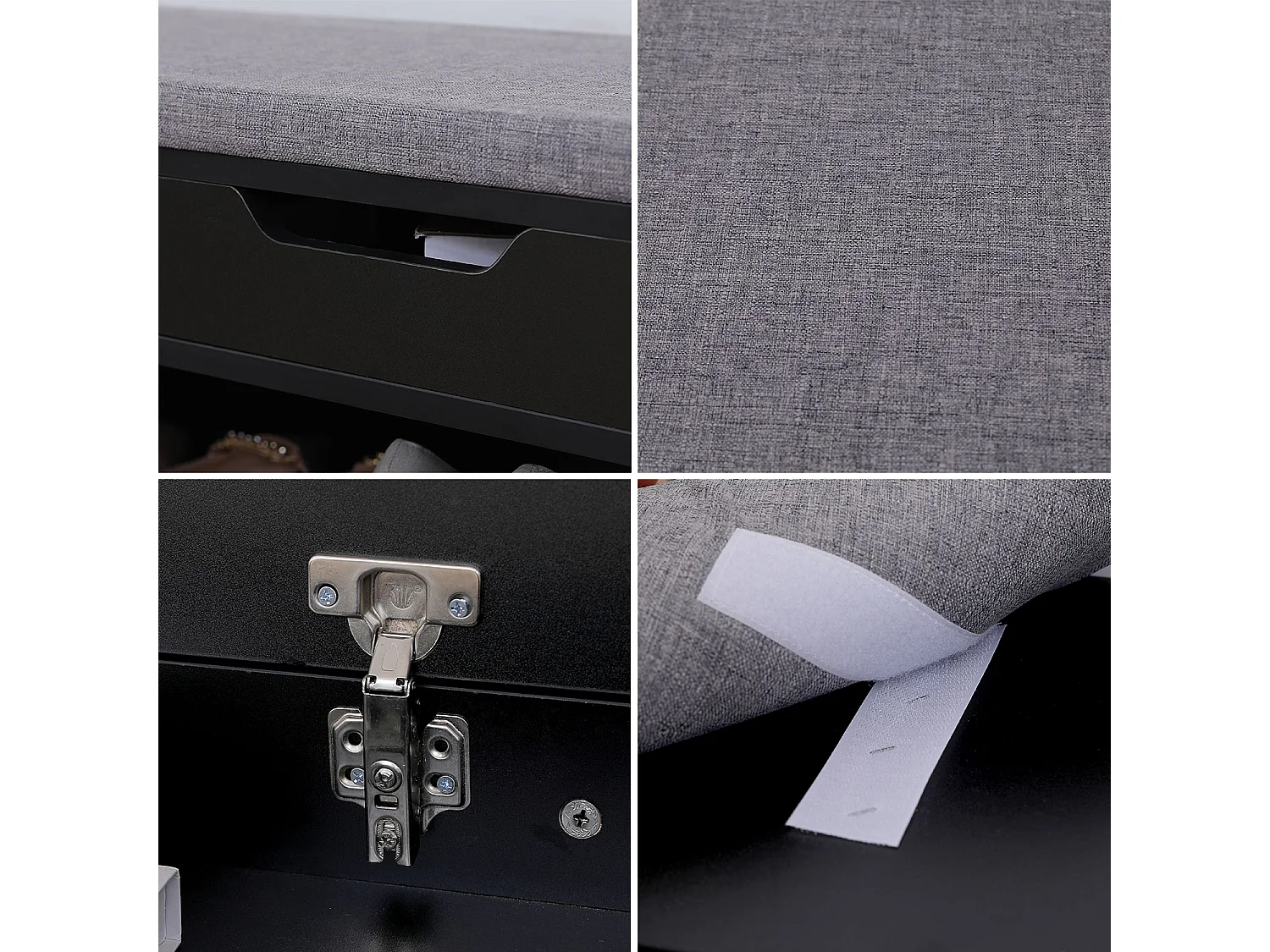 Meuble à chaussures trois casiers avec coffre noir ALAN - HAPPY GARDEN