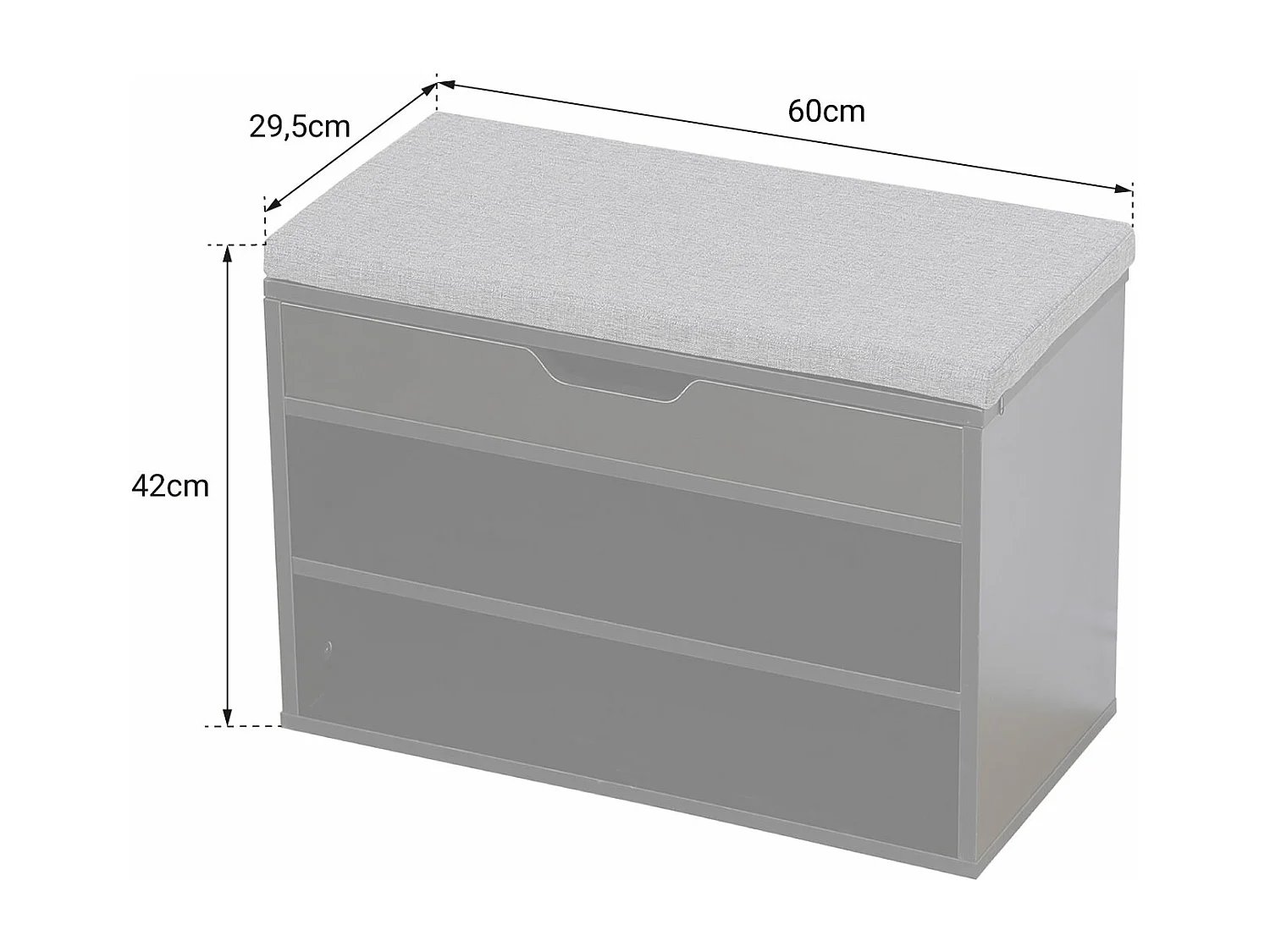 Armário de sapatos ALAN com dois compartimentos e caixa branca