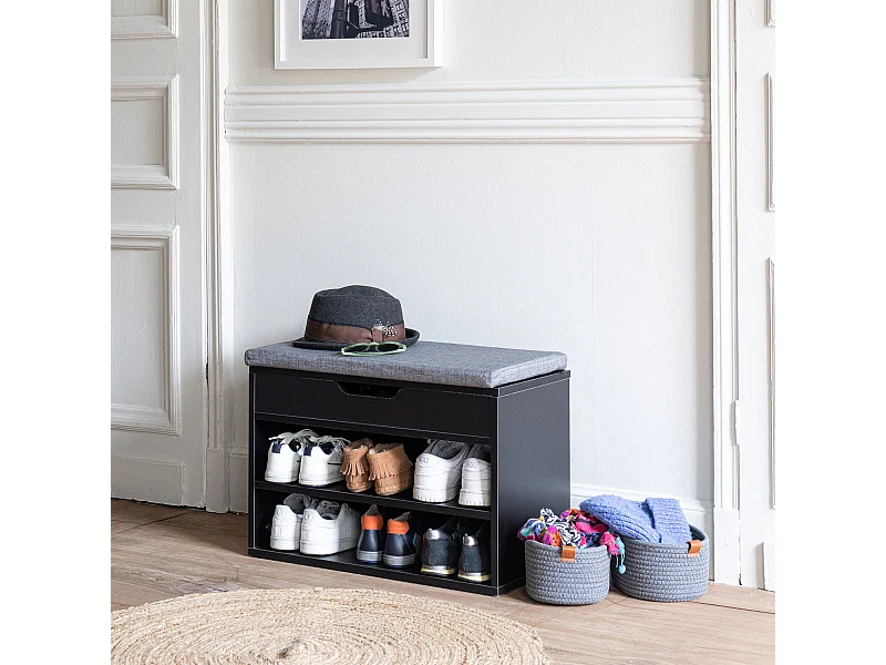 Armário de sapatos com dois compartimentos e caixa negra ALAN