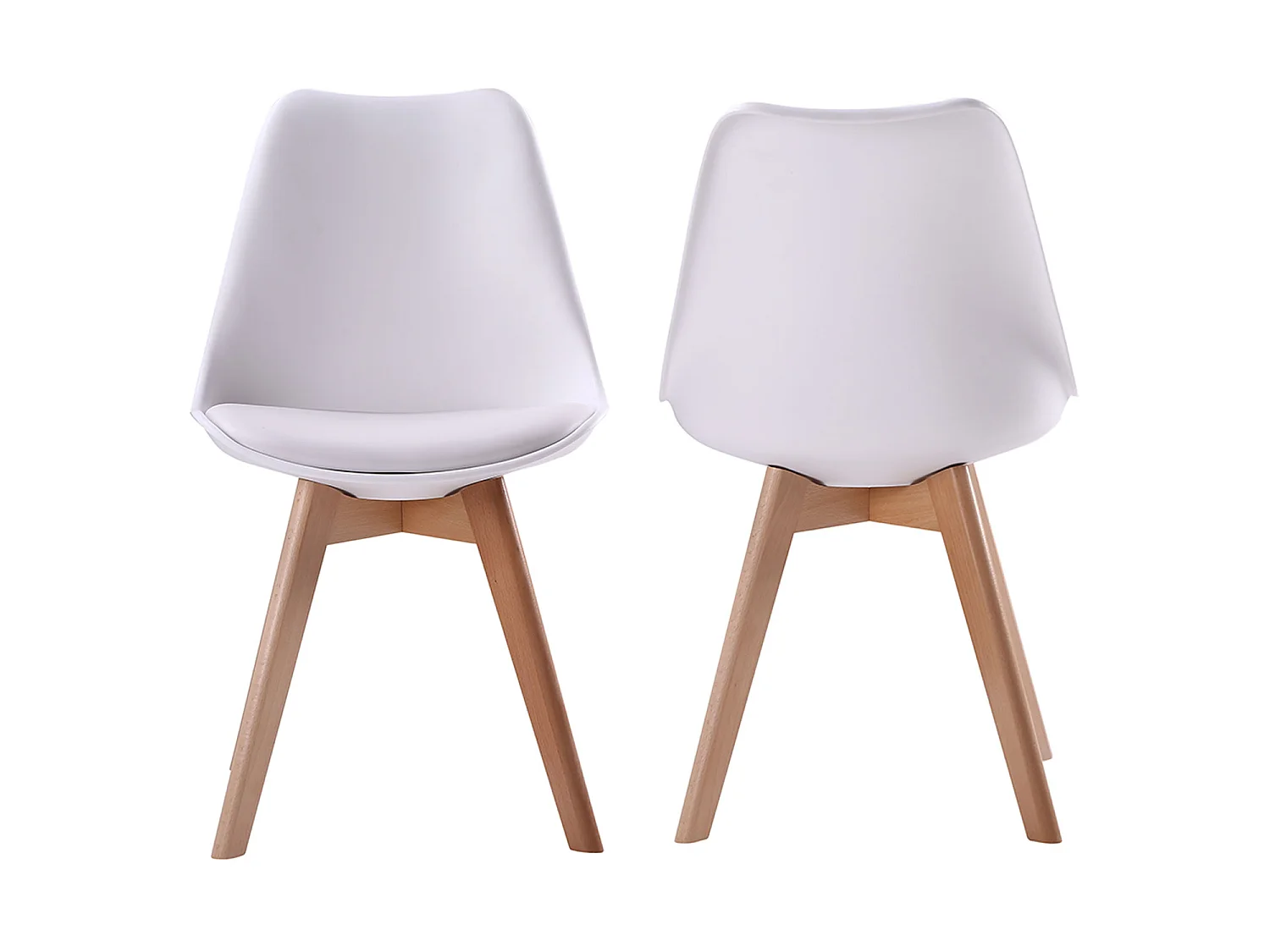 Set di 2 sedie scandinave bianche NORA con cuscino - HAPPY GARDEN