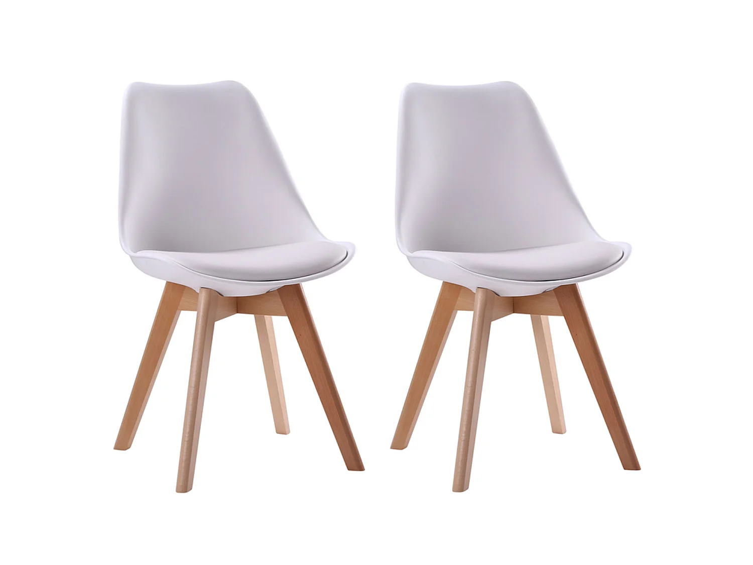 Set van 2 witte NORA Scandinavische stoelen met kussen