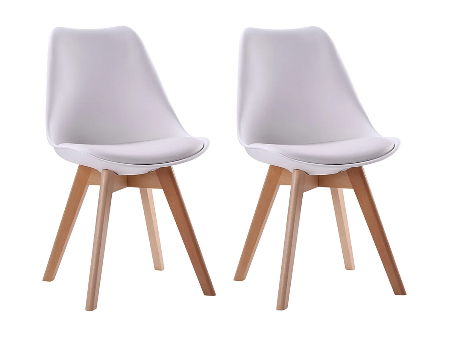 Lot de 2 chaises scandinaves NORA blanches avec coussin - HAPPY GARDEN