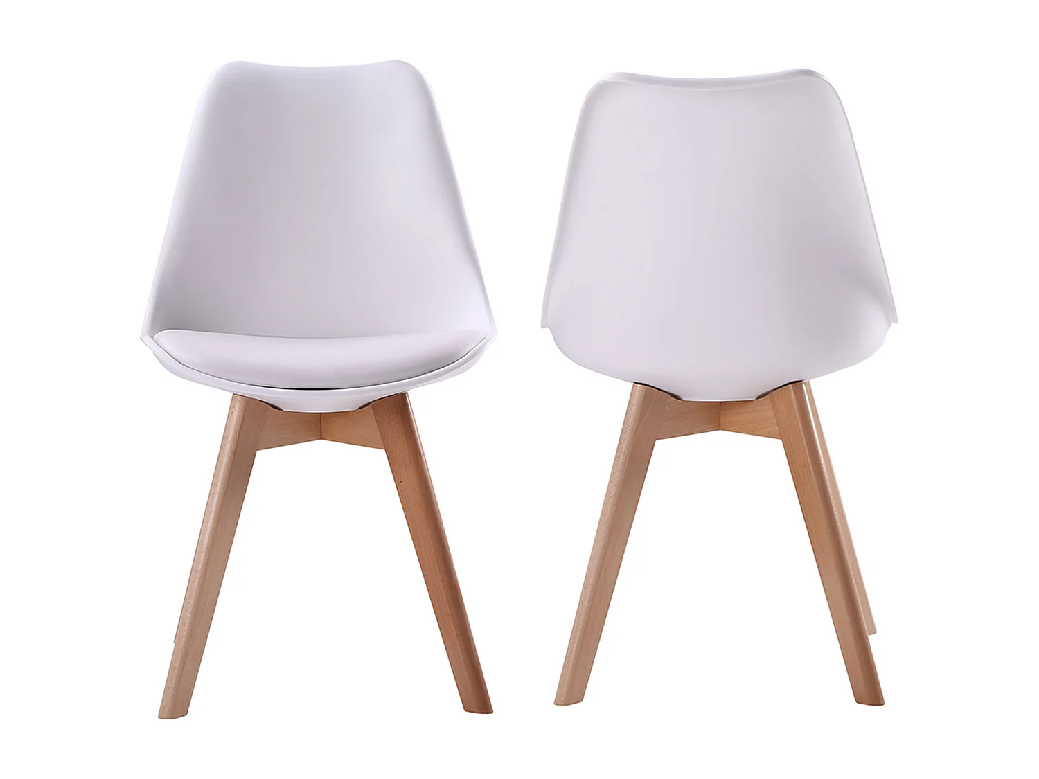 Lot de 2 chaises scandinaves NORA blanches avec coussin - HAPPY GARDEN