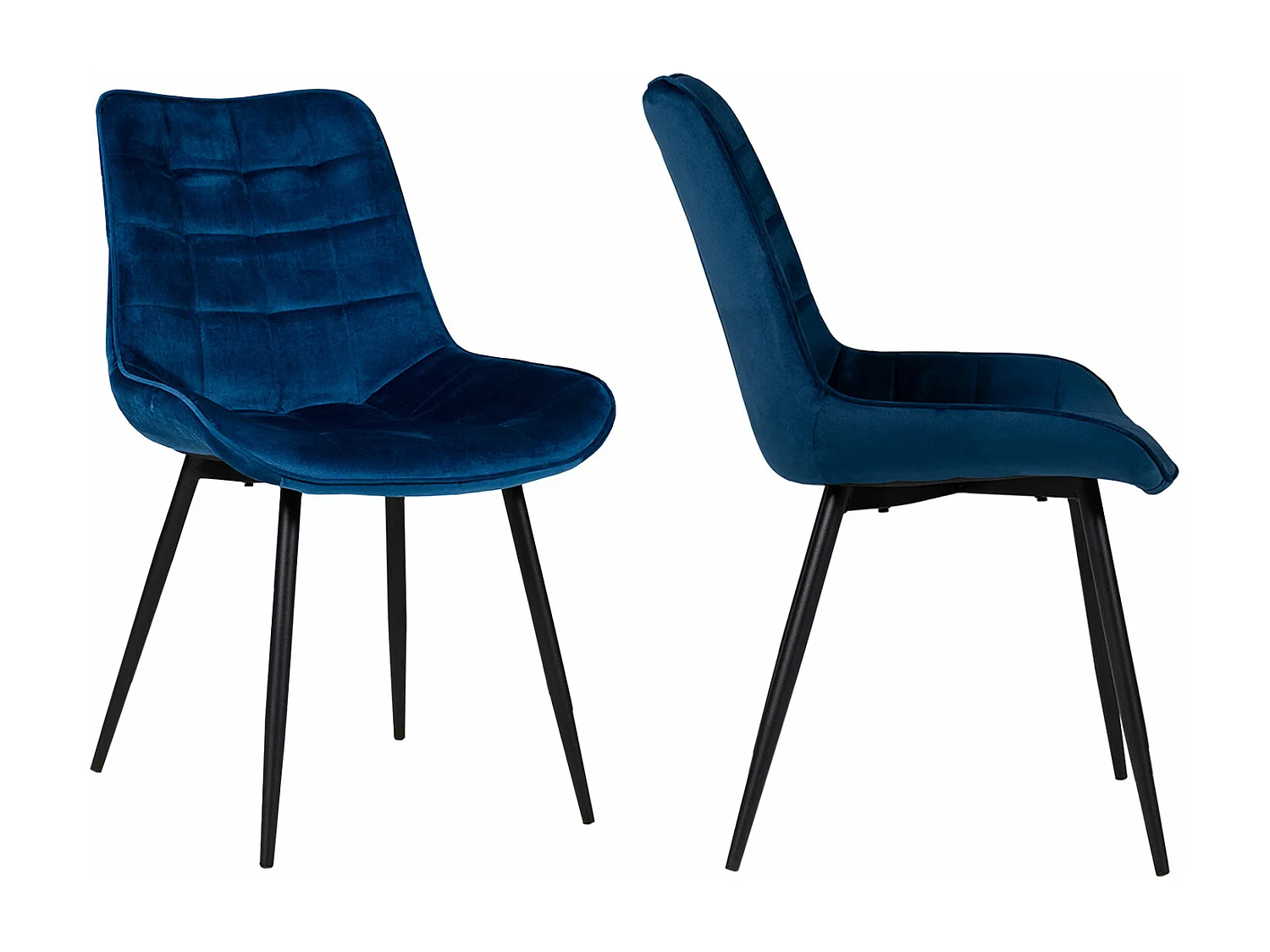 Set van 2 blauwe LOUISE fluwelen stoelen